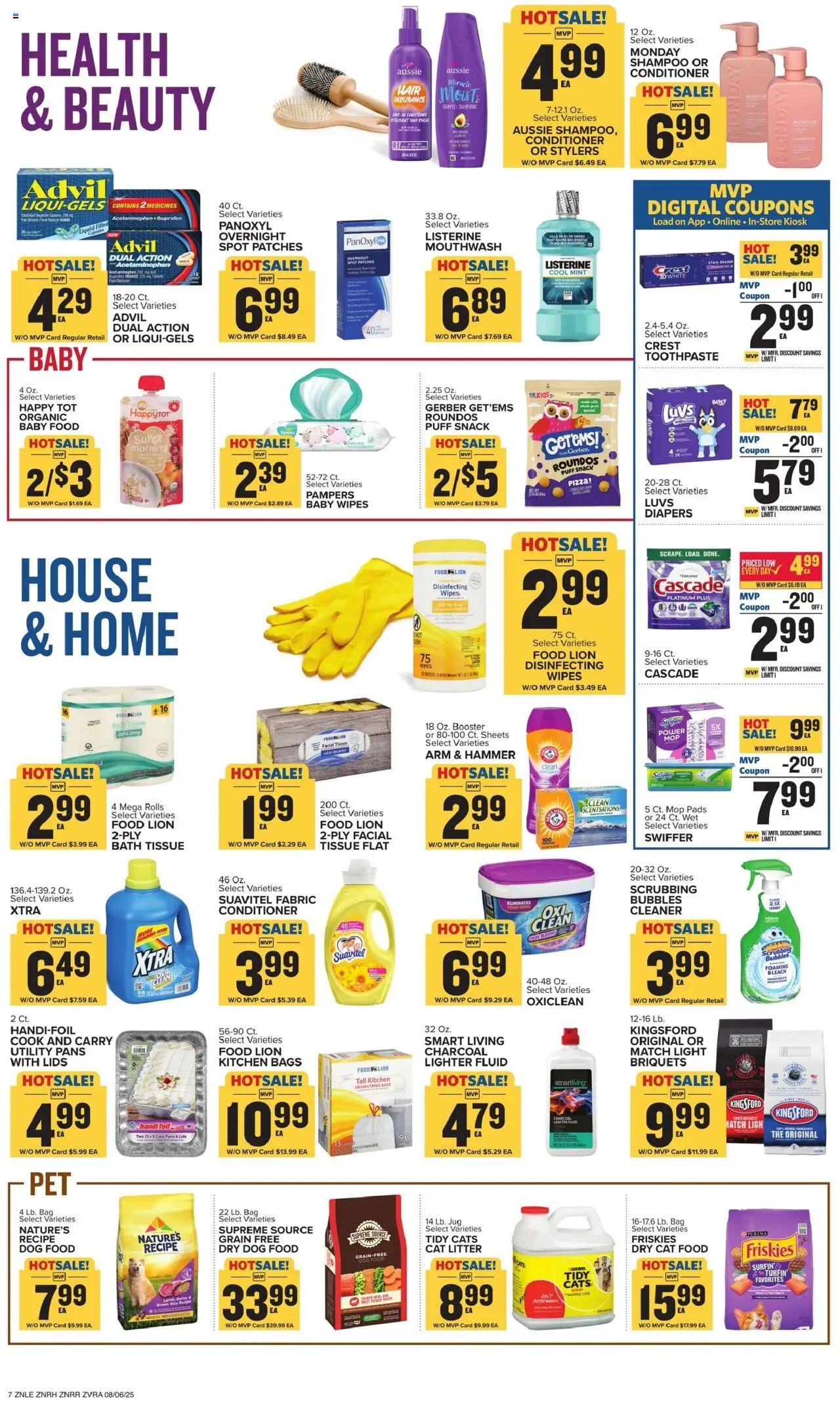 Food Lion Weekly Ad - valid from 06.08.2025 | Page: 7 | Products: Cat Food, Pizza, Toothpaste, Baby food