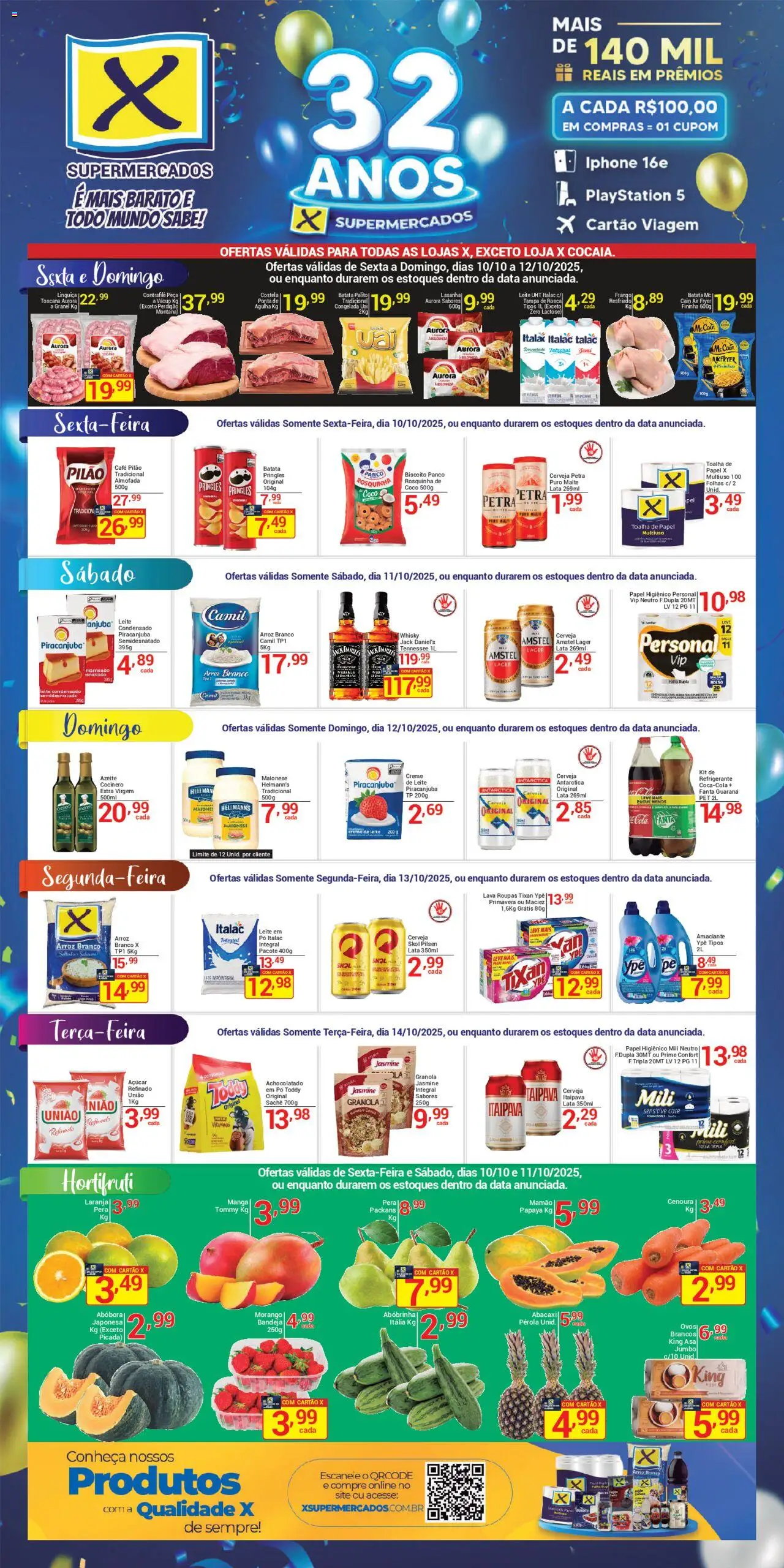 X Supermercados Folheto - válido de 10.10.2025 | Página: 1 | Produtos: Fanta, Air fryer, Abacaxi, Papel higiênico