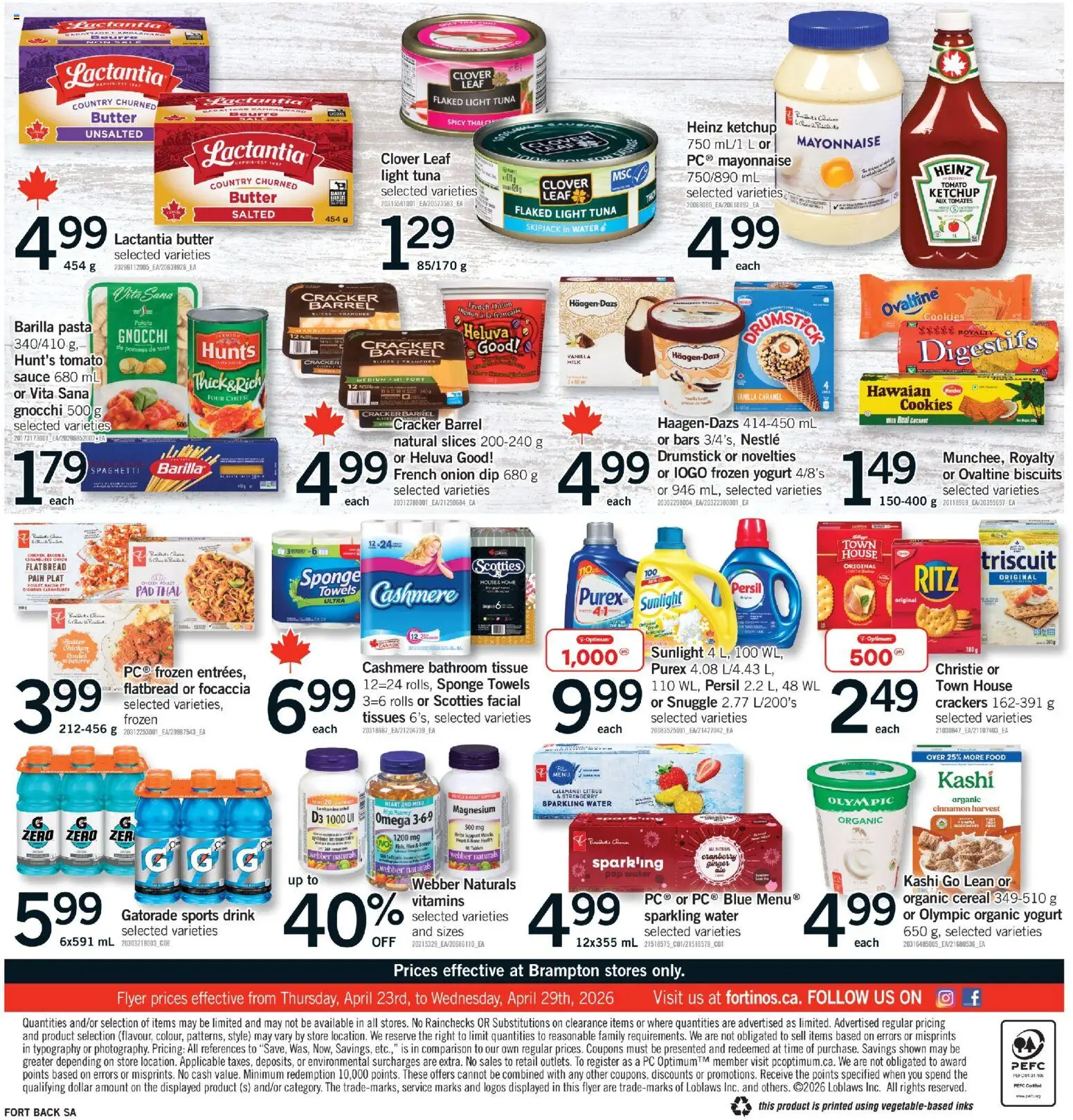 Fortinos flyer valid from 23.04.2026 | Page: 2 | Products: Ketchup, Cookies, Butter, Yogurt