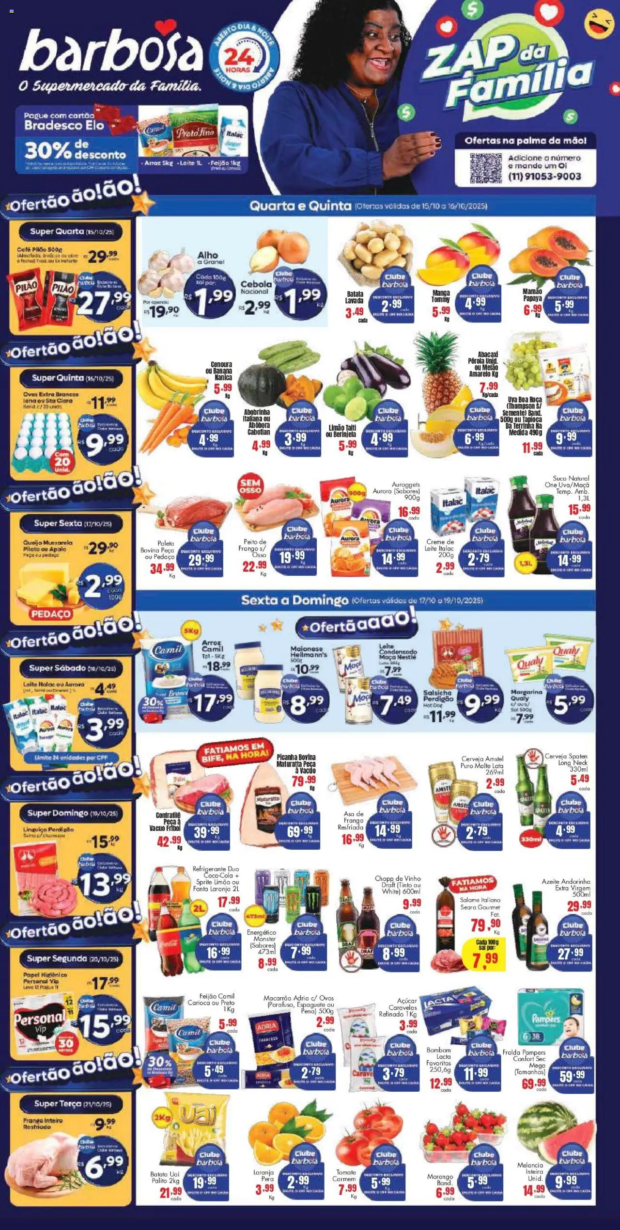 Barbosa Supermercados Folheto - válido de 15.10.2025 | Página: 1 | Produtos: Tapioca, Café, Suco, Azeite