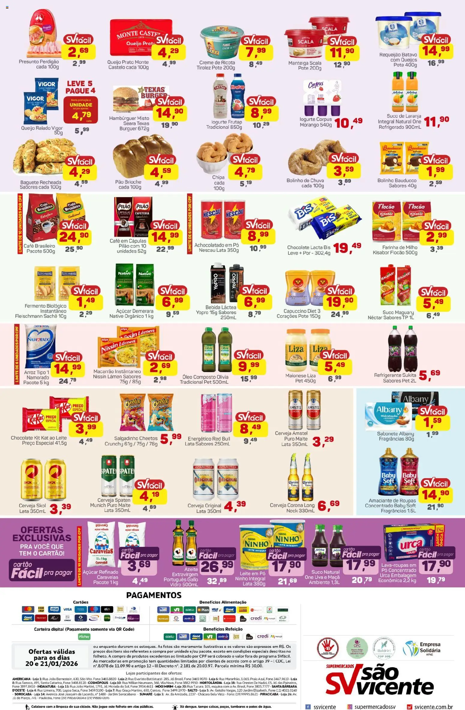 Supermercados São Vicente Folheto - válido de 20.01.2026 | Página: 2 | Produtos: Energético, Achocolatado, Bebida, Requeijão