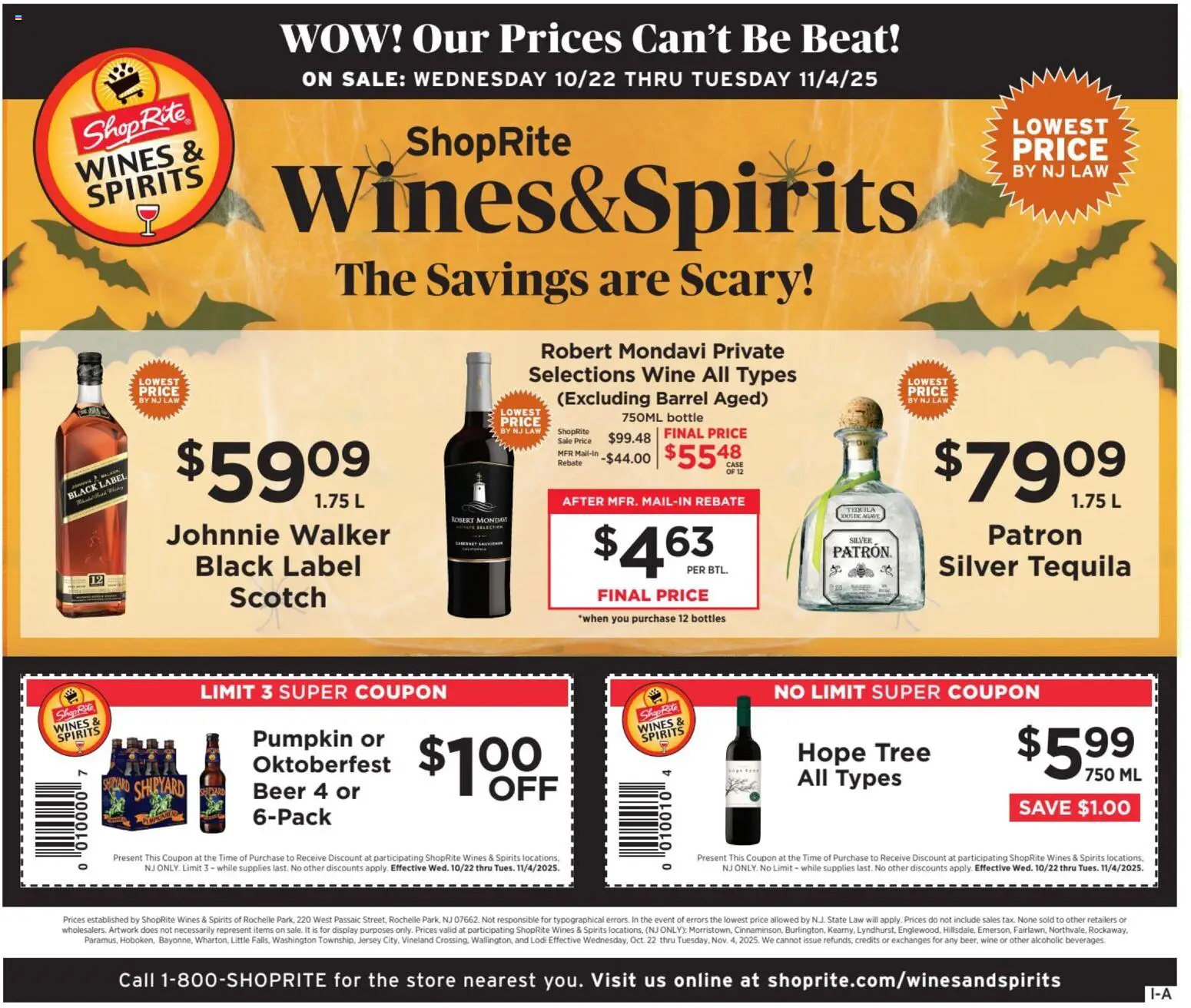 ShopRite Wine & Spirits - valid from 22.10.2025 | Page: 1 | Products: Wine, Beer, Pumpkin