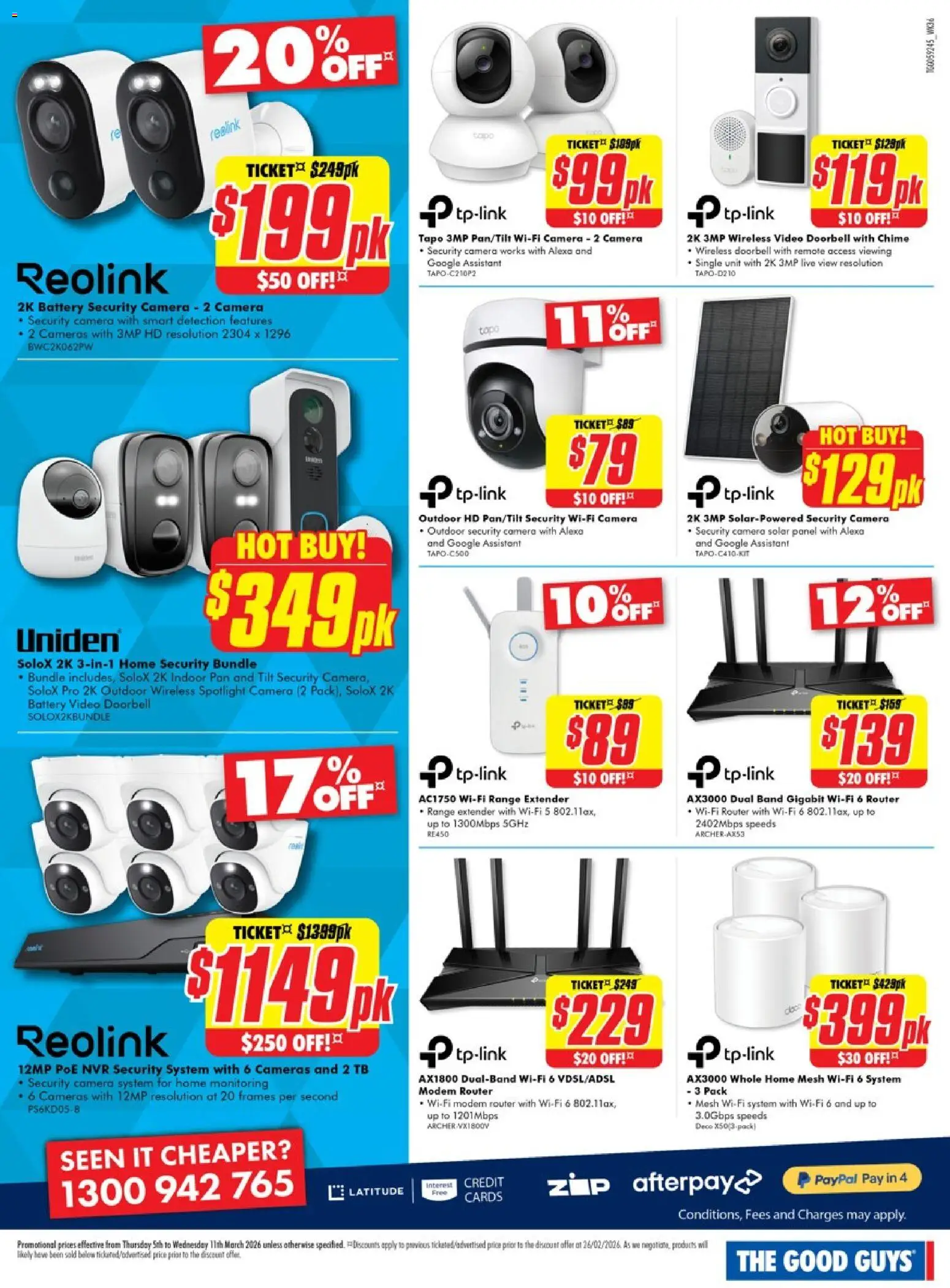 The Good Guys catalogue - valid from 05.03.2026 | Page: 9 | Products: Battery, Camera, WIFI modem, Modem