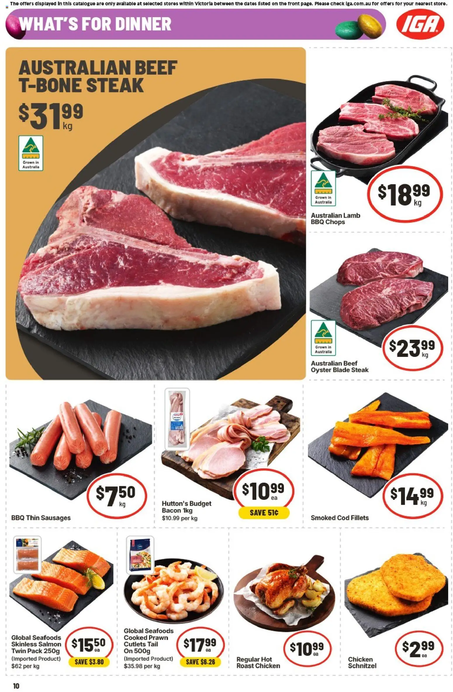 IGA catalogue - valid from 01.04.2026 | Page: 13 | Products: Bacon, Chicken, Beef, Steak