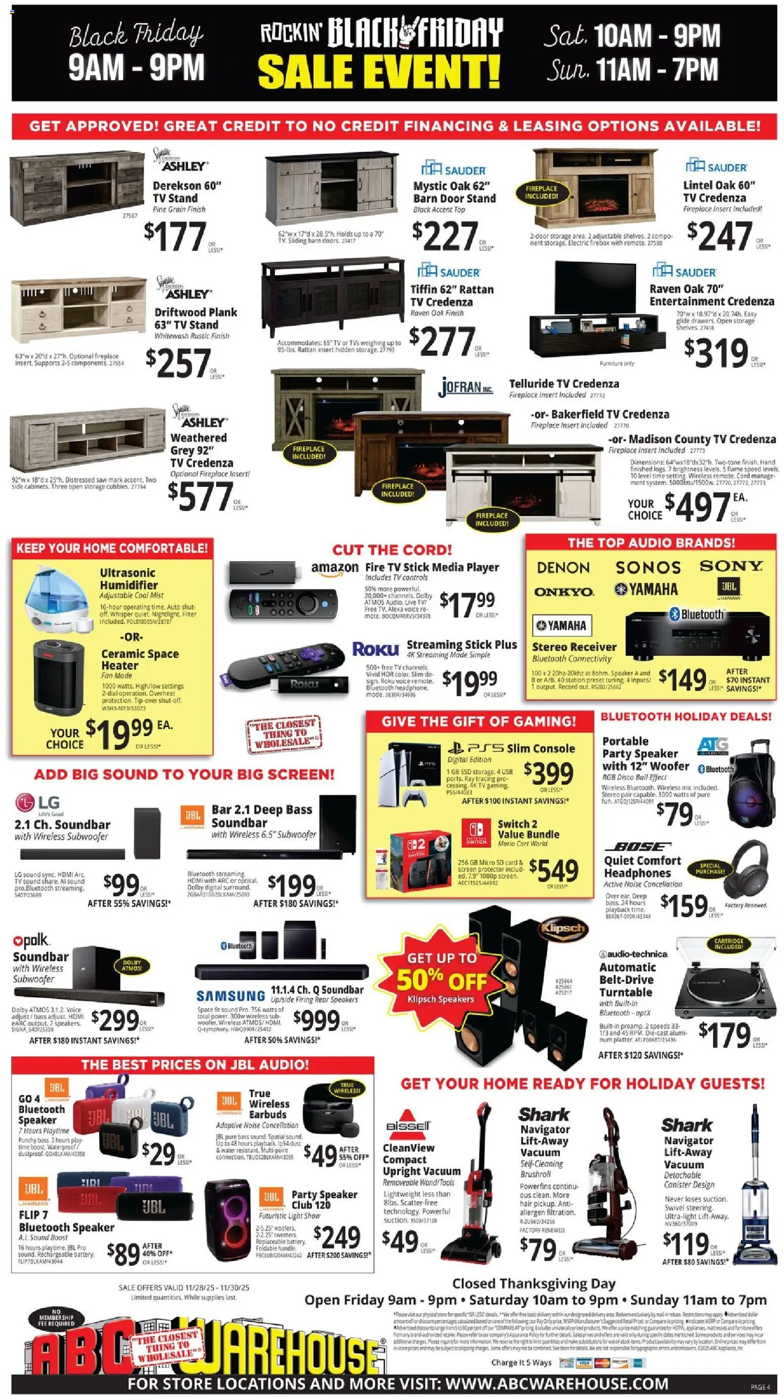 ABC Warehouse Black Friday - valid from 28.11.2025 | Page: 4 | Products: Saw, Stereo, Subwoofer, Fan
