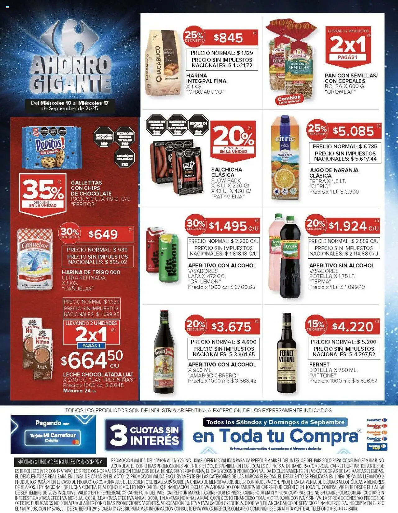 Carrefour ofertas - Catamarca │ válido desde el 10.09.2025 | Página: 40 | Productos: Galletitas, Fernet, Salchicha, Cereales