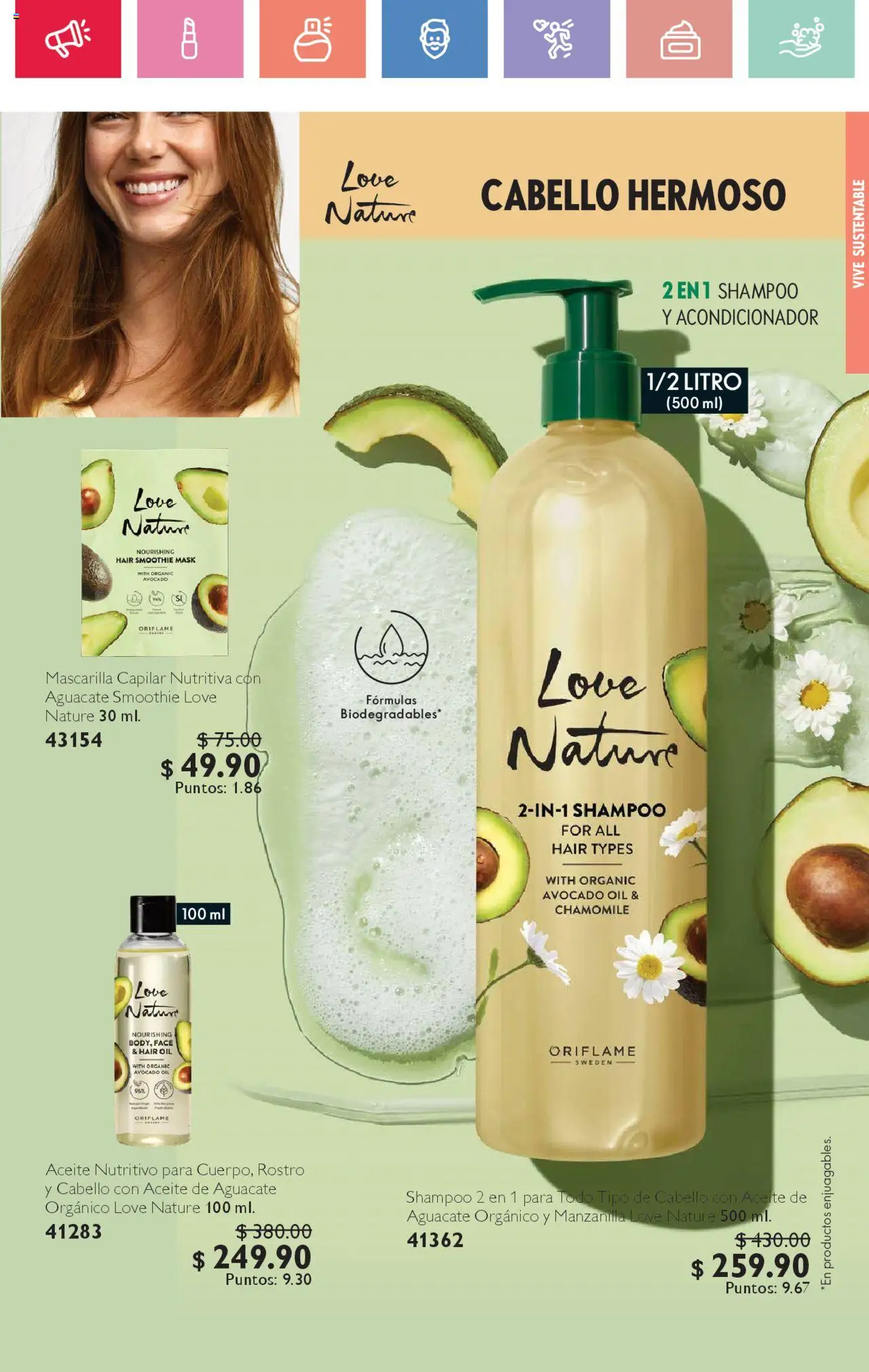 Nuevas ofertas de Oriflame válidas en toda la República Mexicana desde el 02.08.2025. ¡Encuentra las mejores ofertas en Oriflame - Campaña 11 2025! | Página: 63 | Productos: Aceite, Aguacate, Mascarilla, Acondicionador