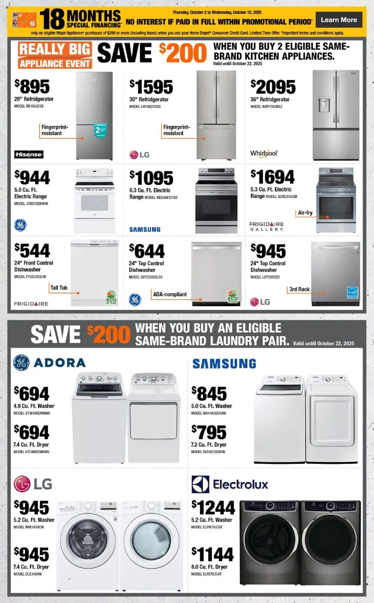 Home Depot flyer valid from 02.10.2025 | Page: 7 | Products: Dryer, Dishwasher