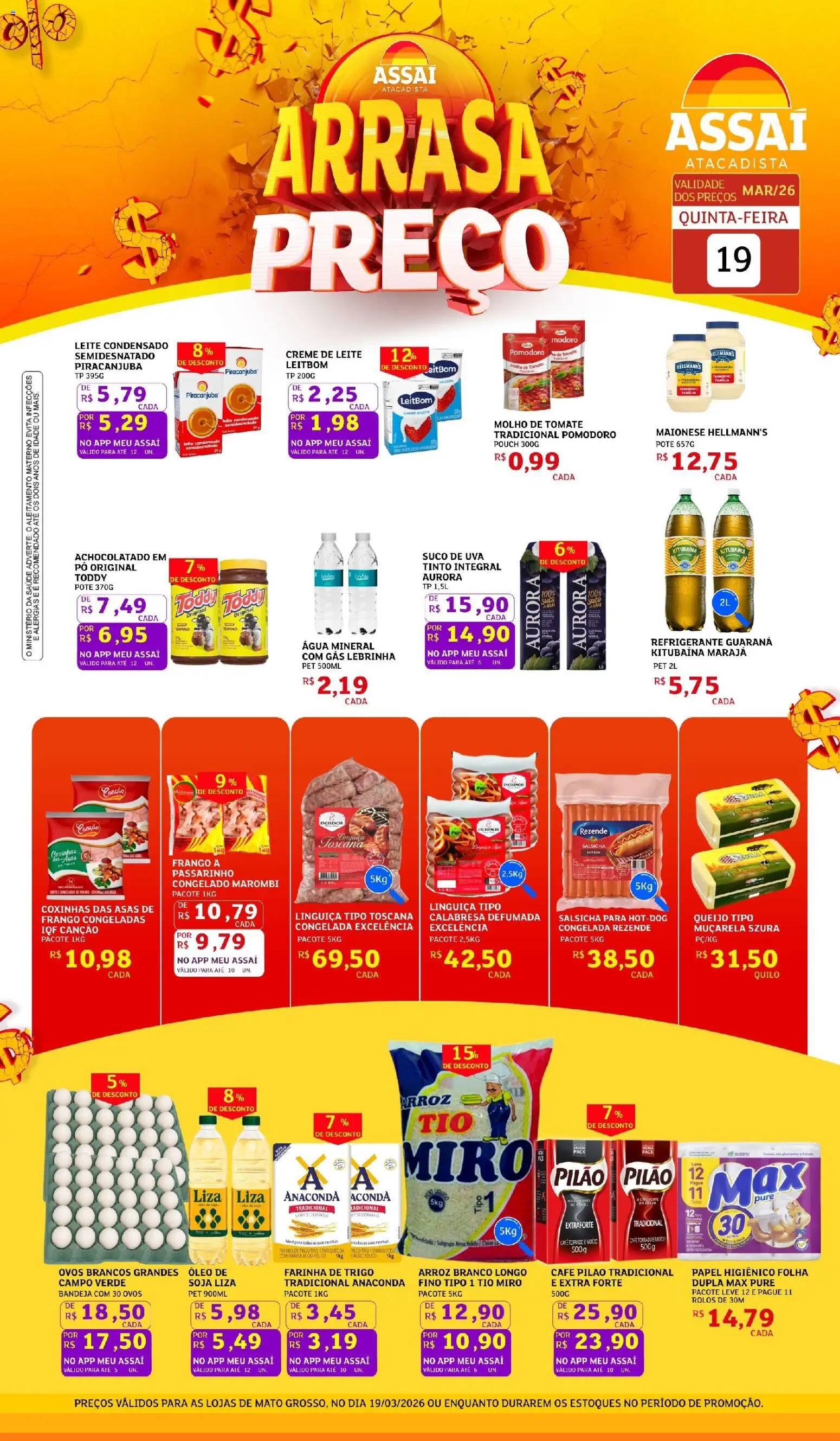 Assaí Atacadista ofertas - MT Folheto - válido de 19.03.2026 | Página: 1 | Produtos: Pó, Guaraná, Linguiça, Soja