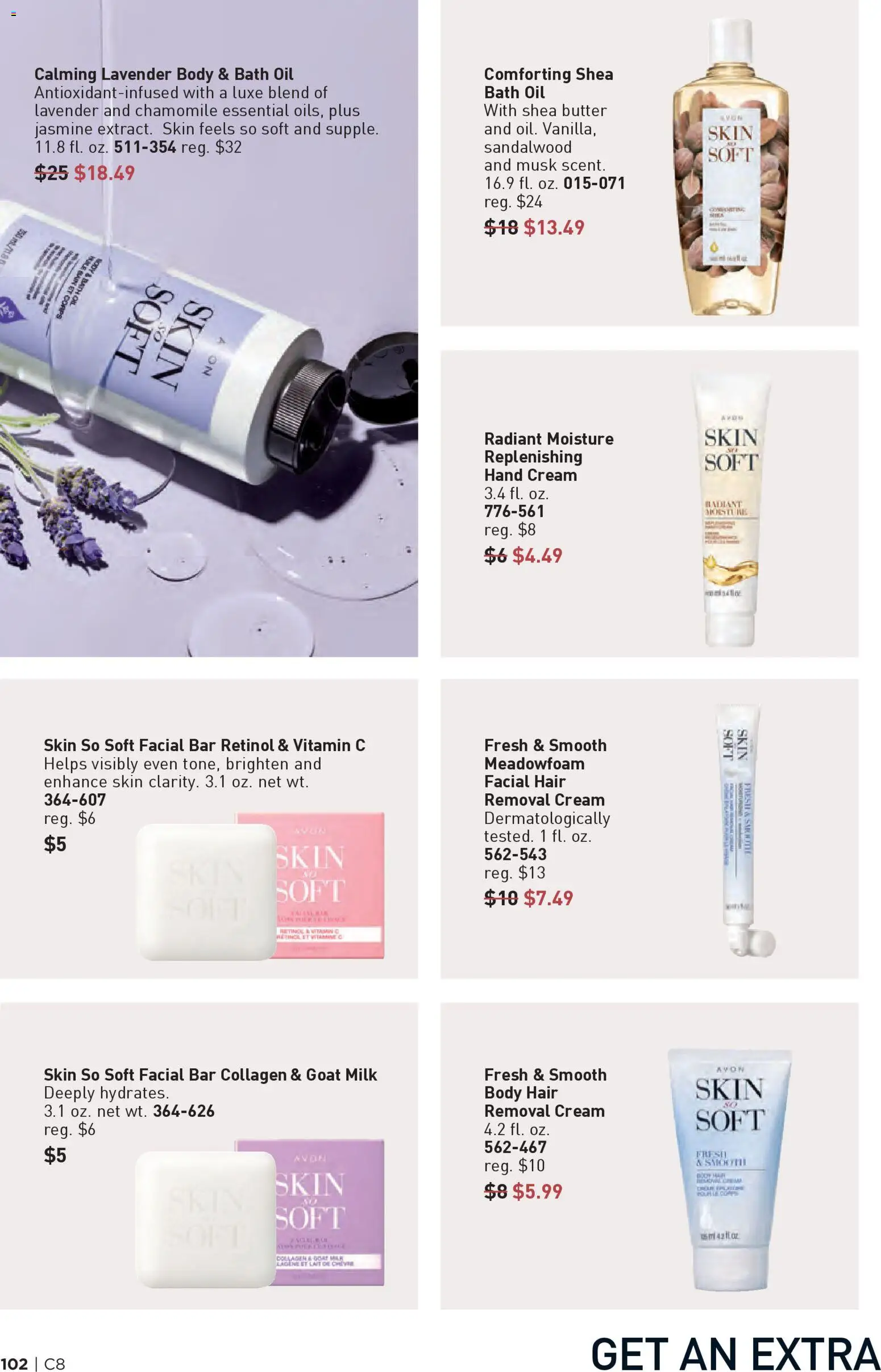 Avon Brochure - valid from 08.04.2026 | Page: 102 | Products: Bath, Milk, Oil, Cream