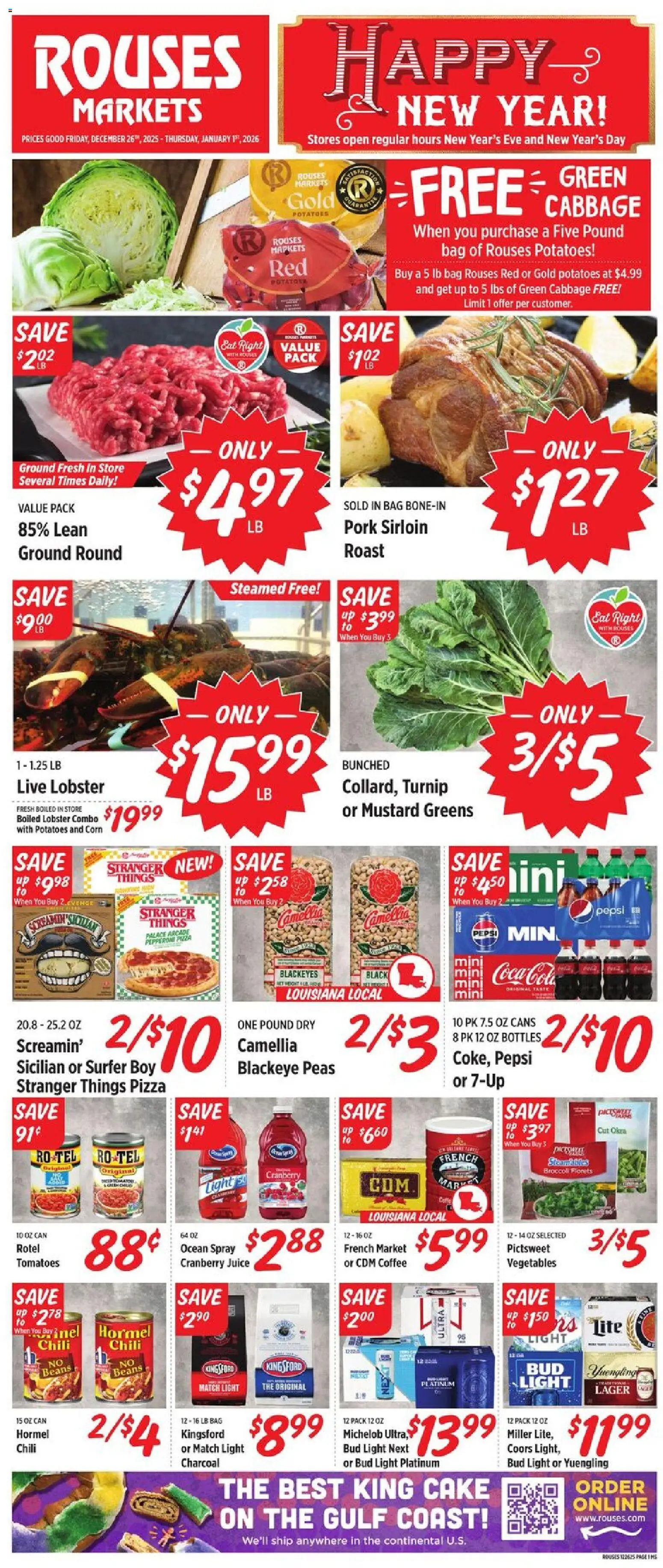 Rouses Weekly Ad - MS - valid from 26.12.2025 | Page: 2 | Products: Coffee, Pork, Tomatoes, Vegetables