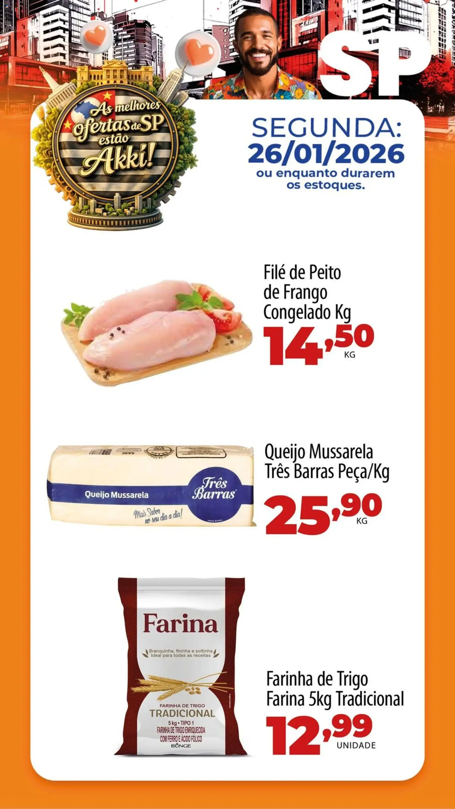 Akki Atacadista Folheto - válido de 26.01.2026 | Página: 1 | Produtos: Ferro, Farinha de trigo, Frango, Peito de frango