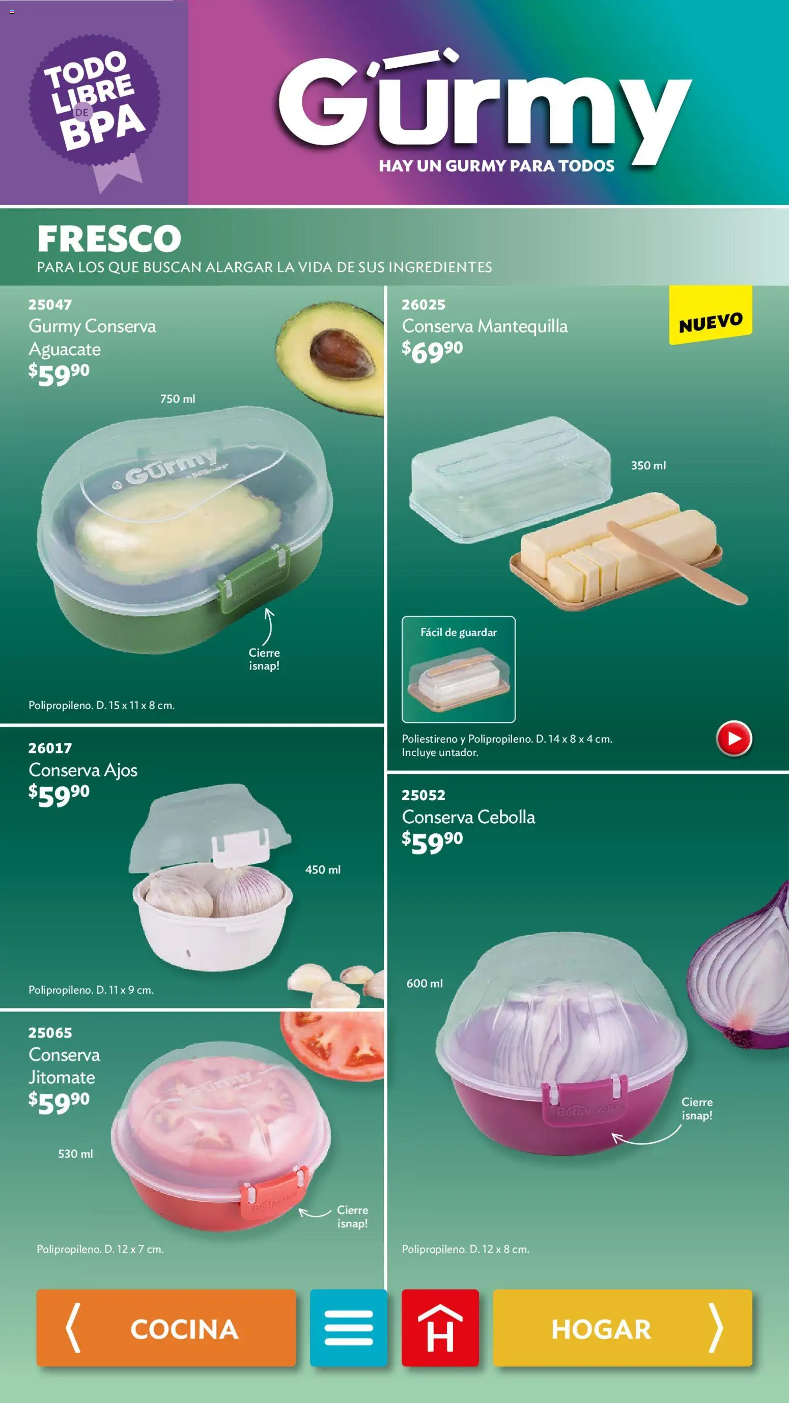 Nuevas ofertas de Betterware válidas en toda la República Mexicana desde el 04.05.2026. ¡Encuentra las mejores ofertas en Betterware campaña 5 2026! | Página: 57 | Productos: Cebolla, Mantequilla, Aguacate, Cocina