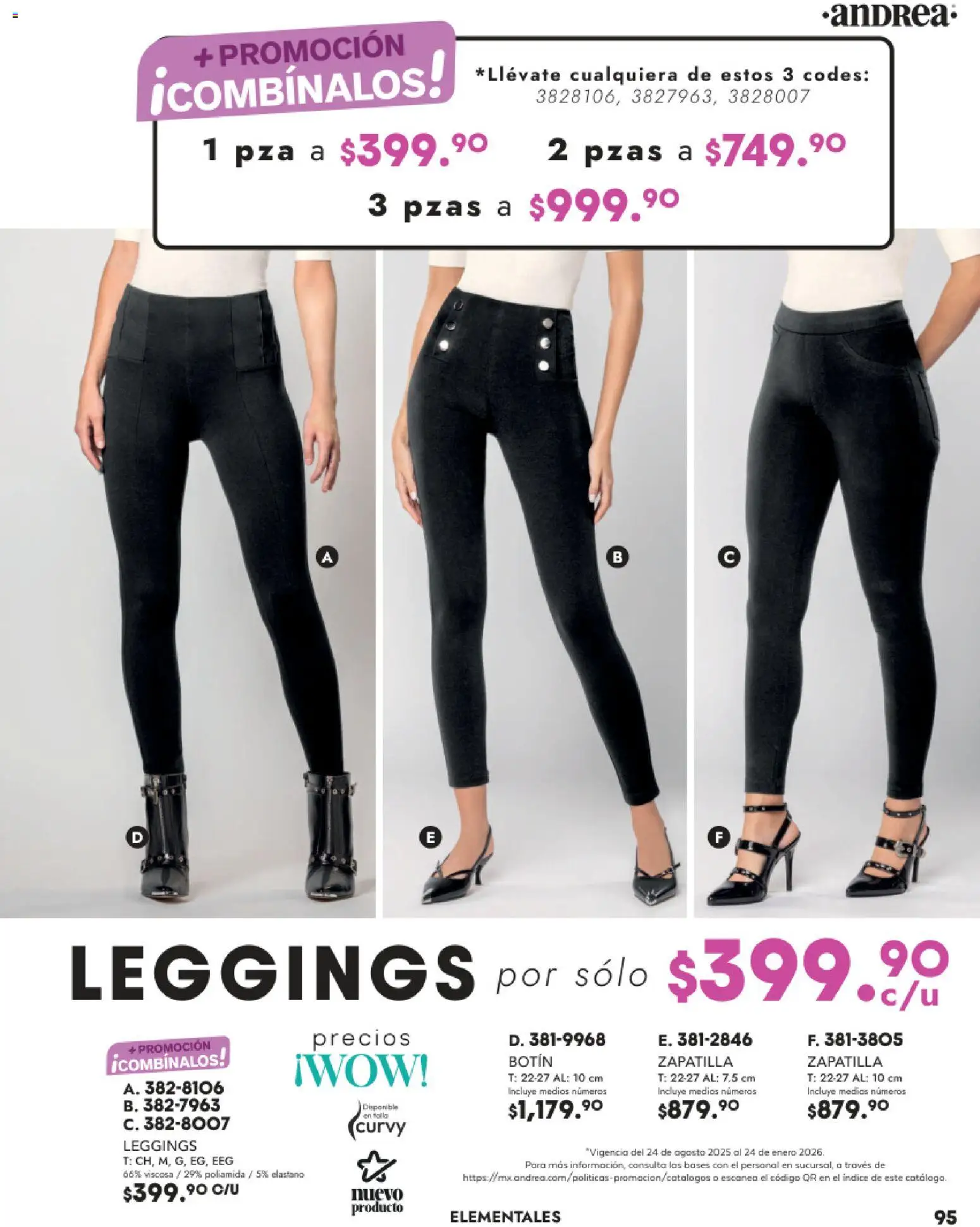 Nuevas ofertas de Andrea válidas en toda la República Mexicana desde el 26.11.2025. ¡Encuentra las mejores ofertas en Andrea catálogo Vestir! | Página: 95 | Productos: Leggings, Botín