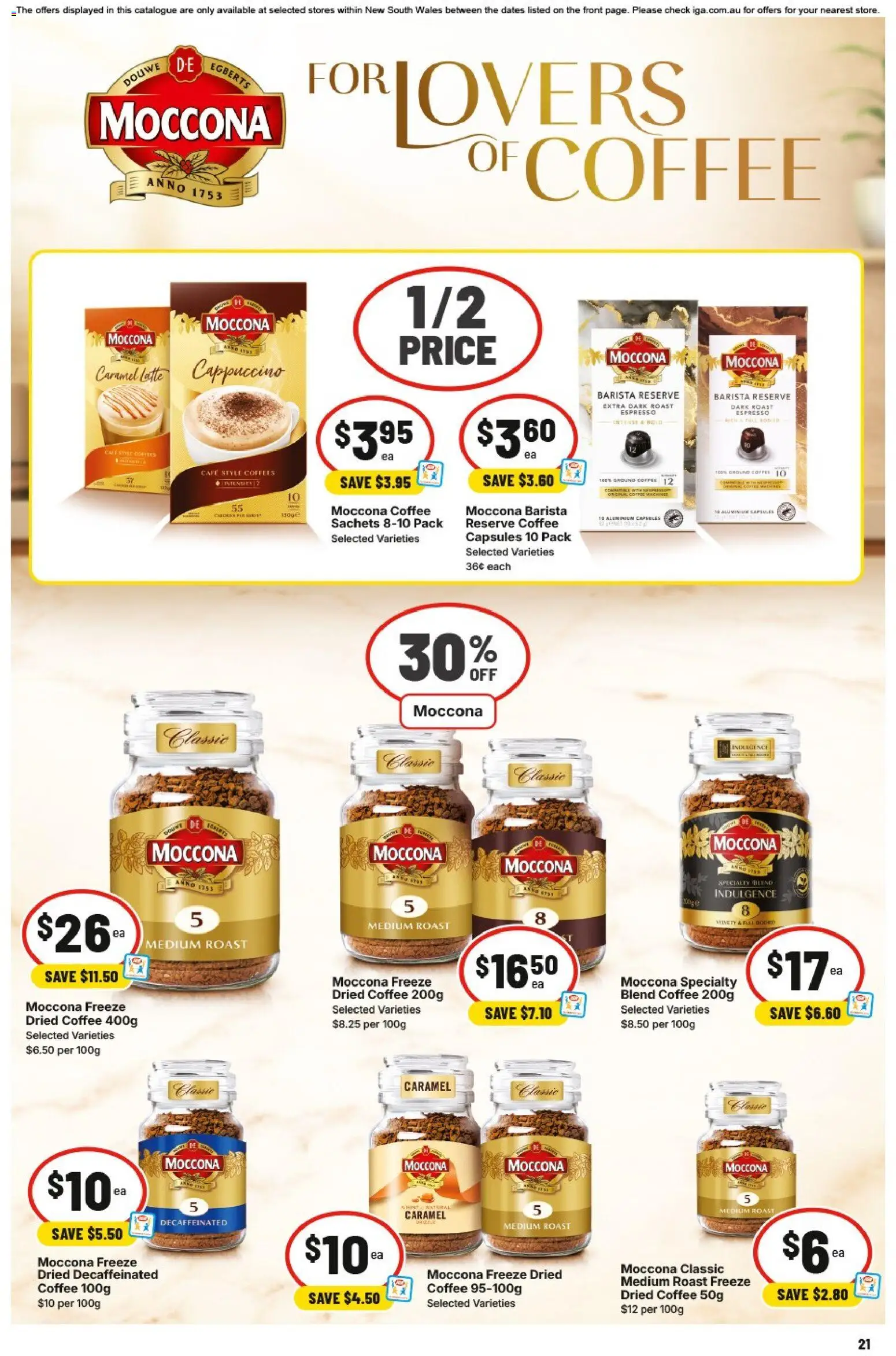 IGA catalogue - valid from 25.03.2026 | Page: 21 | Products: Coffee, Moccona