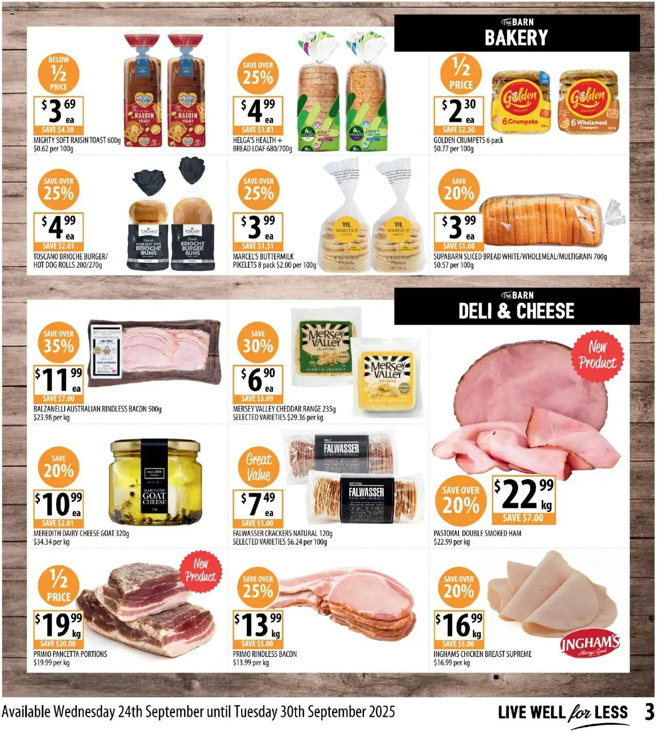 Supabarn catalogue - valid from 24.09.2025 | Page: 3 | Products: Bacon, Light, Crumpets, Dairy
