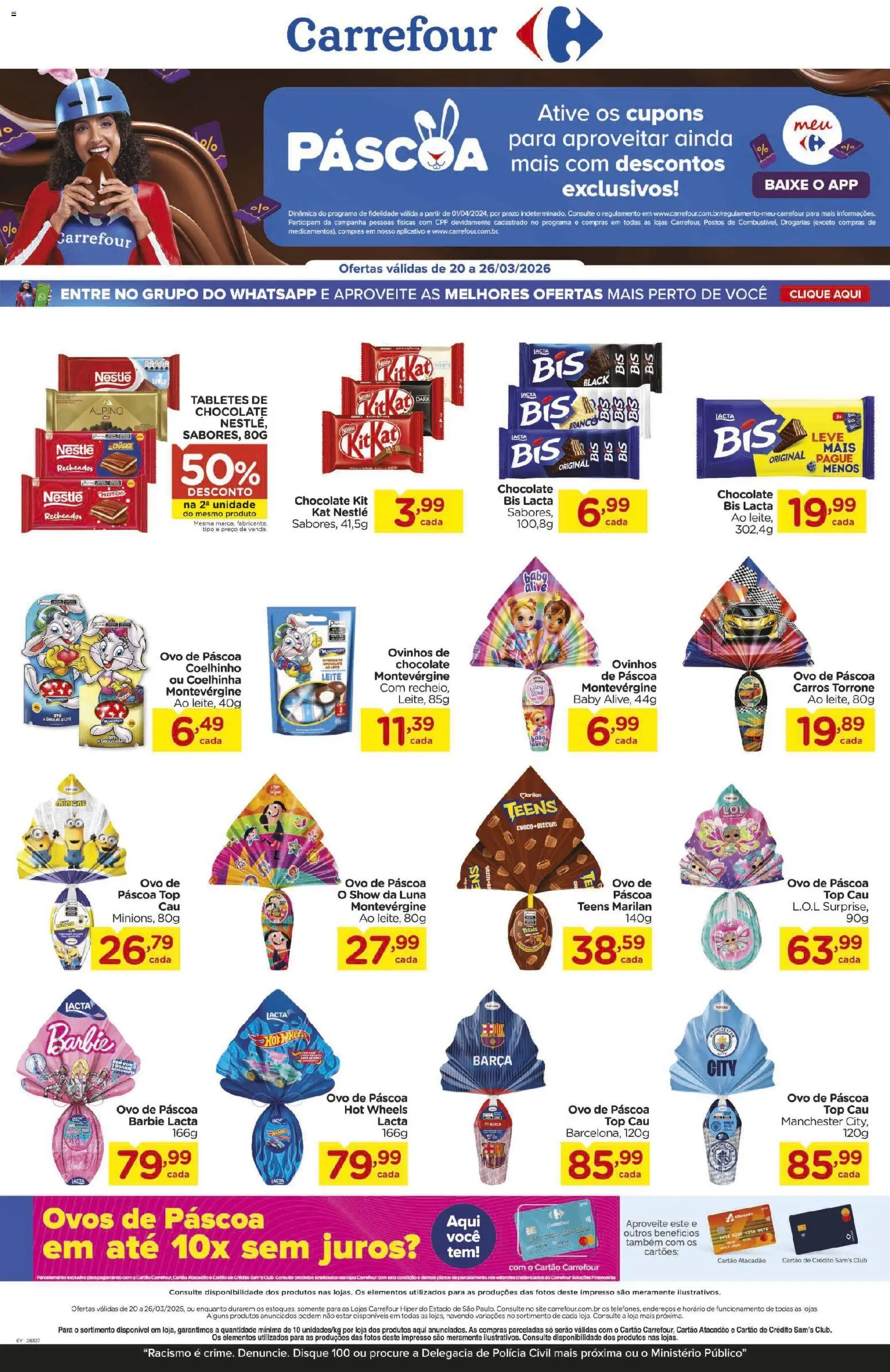 Carrefour Folheto - válido de 20.03.2026 | Página: 1 | Produtos: Ovo de páscoa, Ovos, Chocolate, Kit Kat