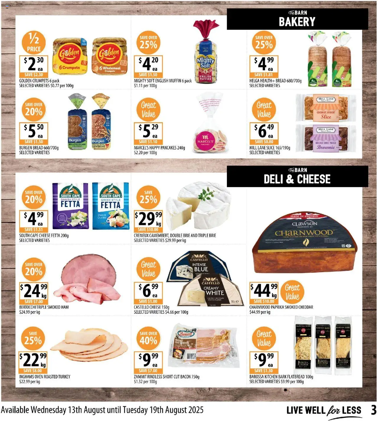 Supabarn catalogue - valid from 13.08.2025 | Page: 3 | Products: Bacon, Crumpets, Ham, Muffins