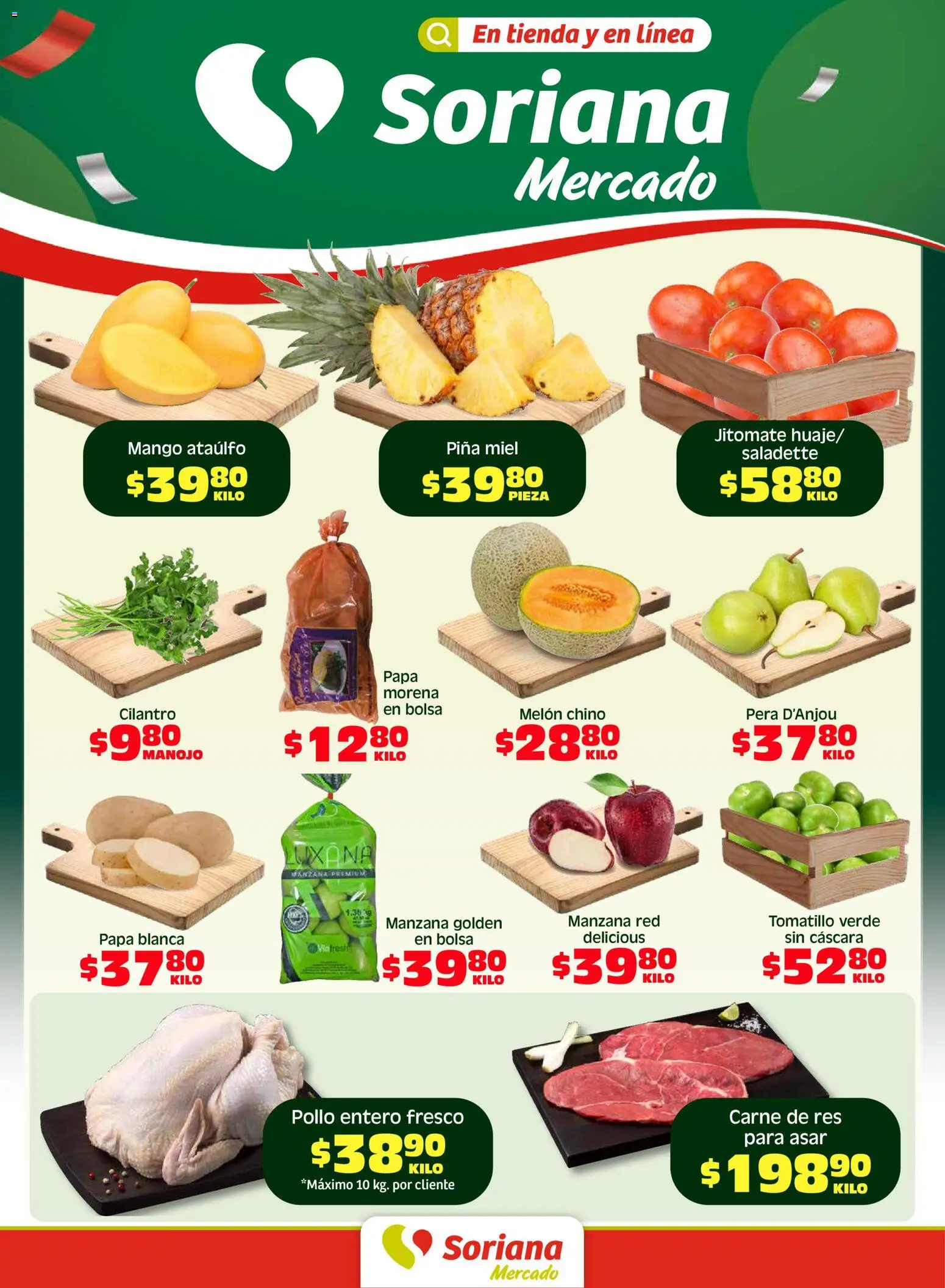 Nuevas ofertas de Soriana válidas en toda la República Mexicana desde el 17.04.2026. ¡Encuentra las mejores ofertas en Soriana Fin de Semana Mercado: Tamaulipas! | Página: 1 | Productos: Pera, Manzana, Res, Piña