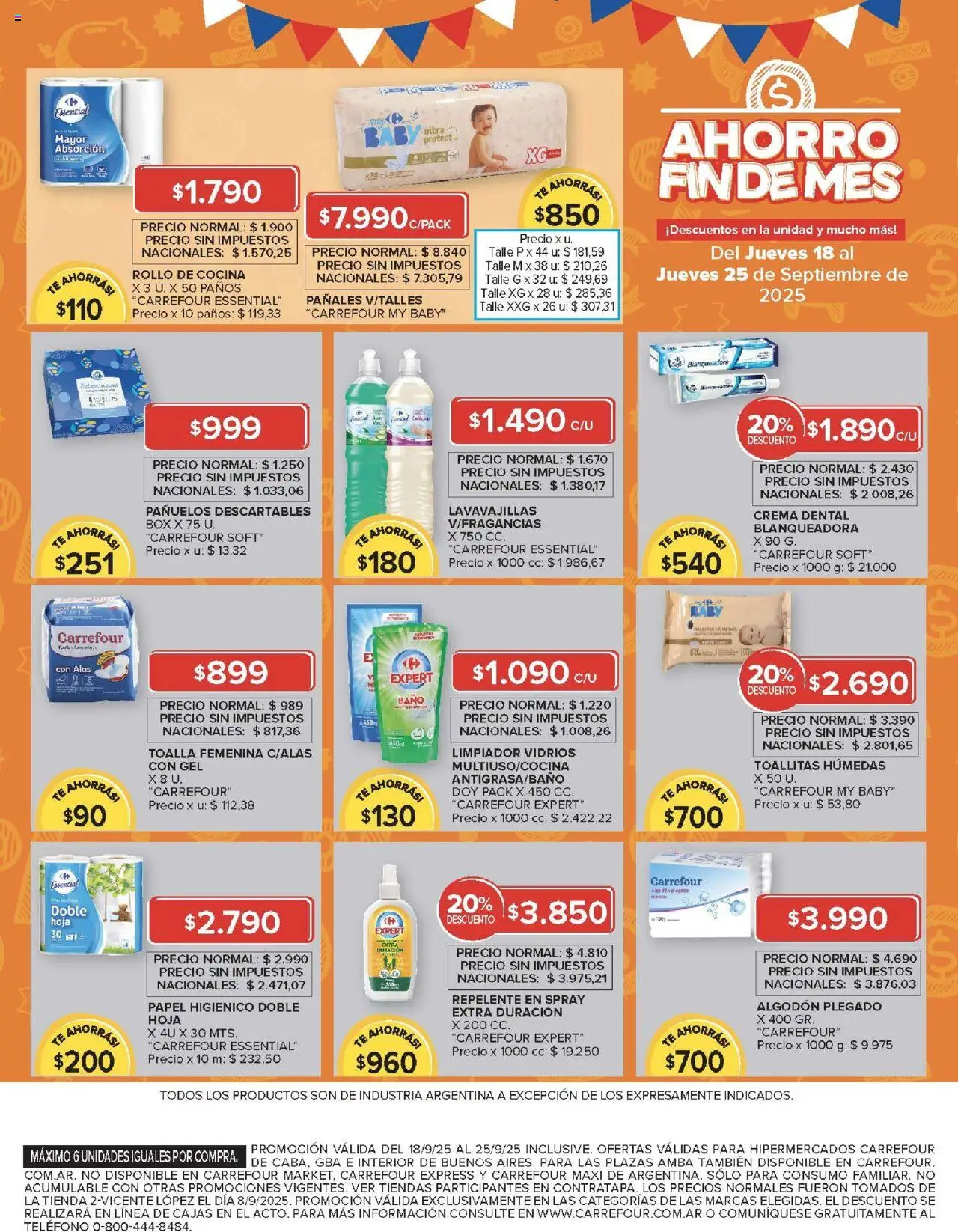 Carrefour ofertas - CABA │ válido desde el 18.09.2025 | Página: 14 | Productos: Repelente, Algodón, Pañales, Crema