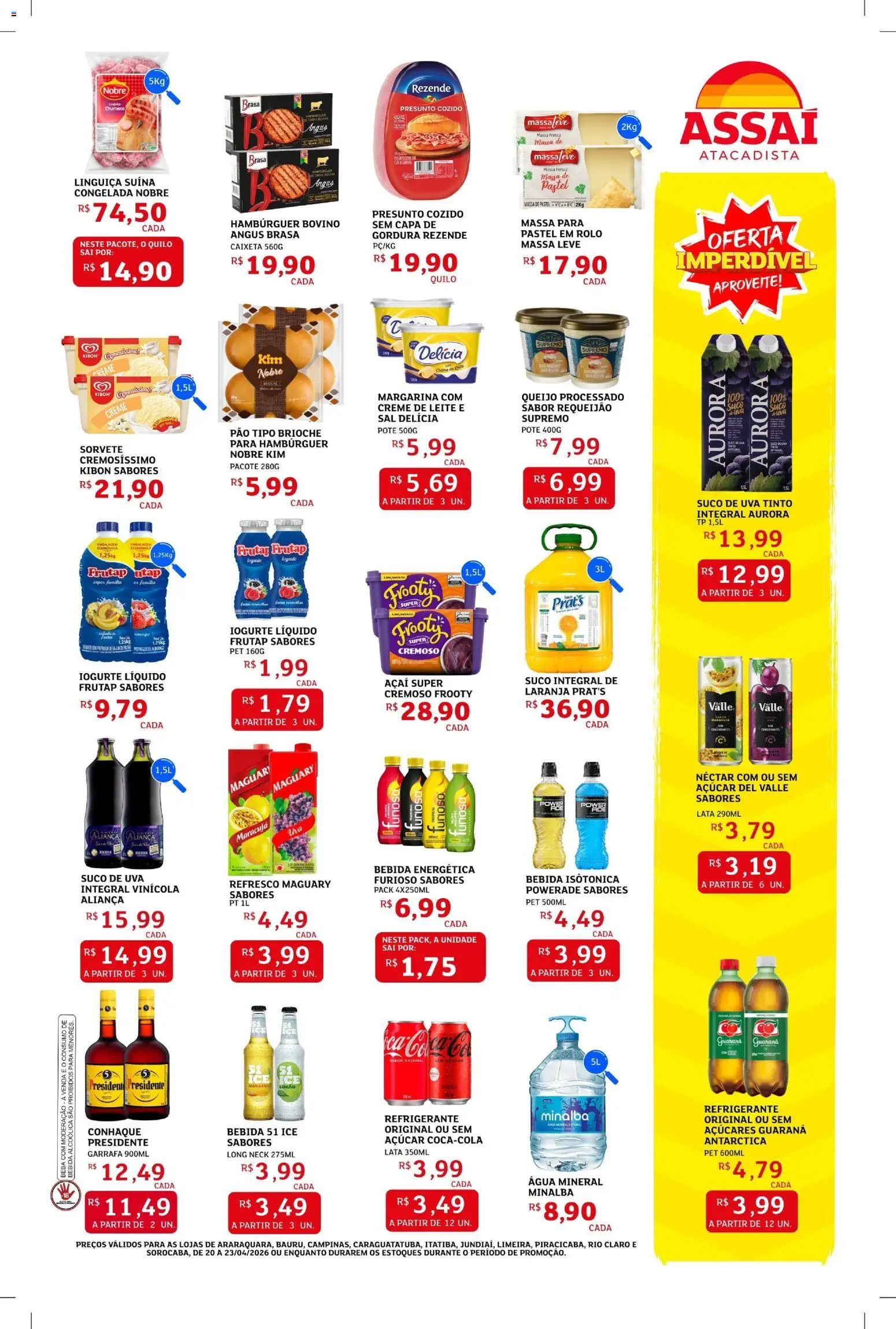 Assaí Atacadista Folheto - válido de 20.04.2026 | Página: 3 | Produtos: Creme, Sorvete, Refrigerante, Requeijão