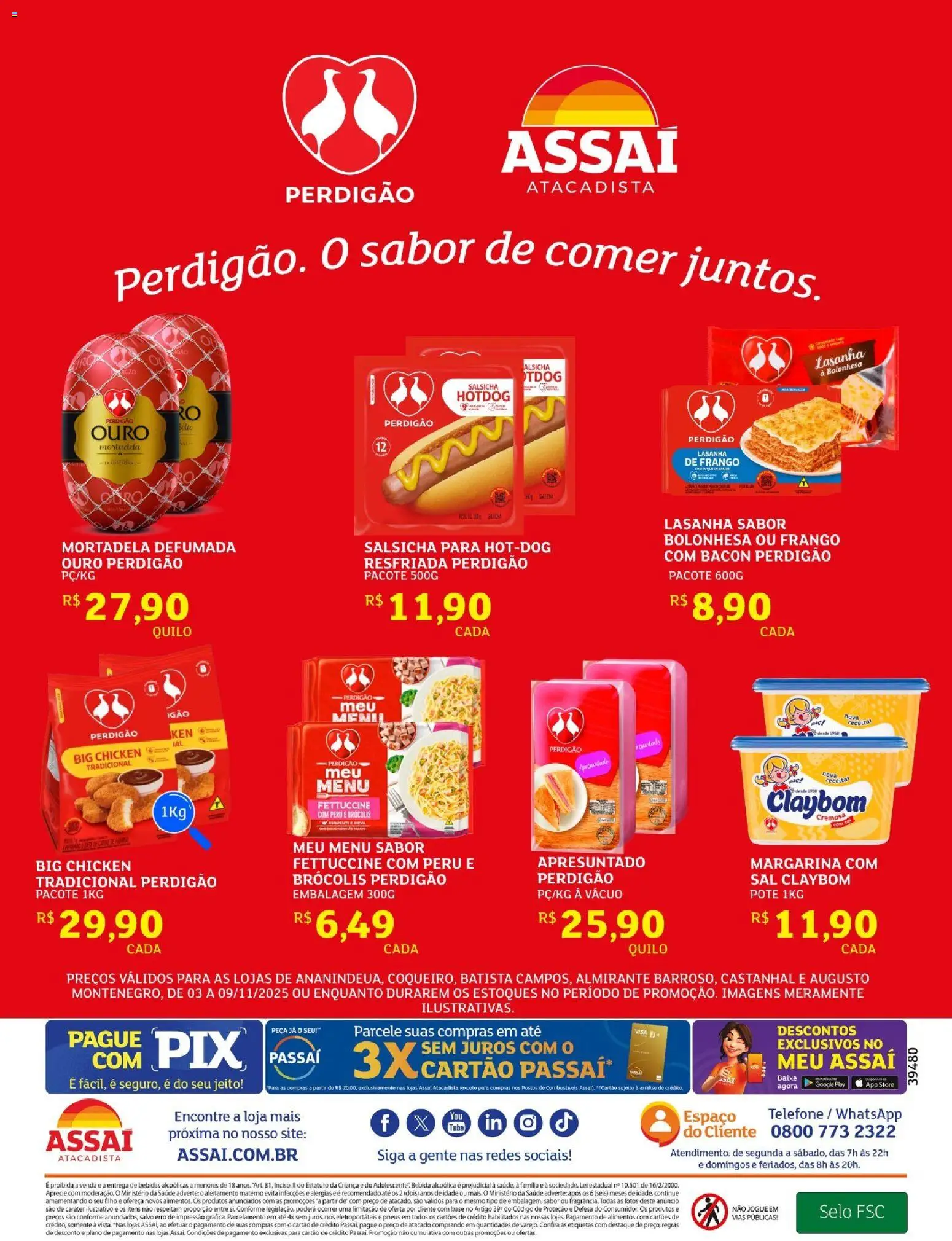 Assaí Atacadista Folheto - válido de 03.11.2025 | Página: 2 | Produtos: Salsicha, Lasanha, Bebida, Sal