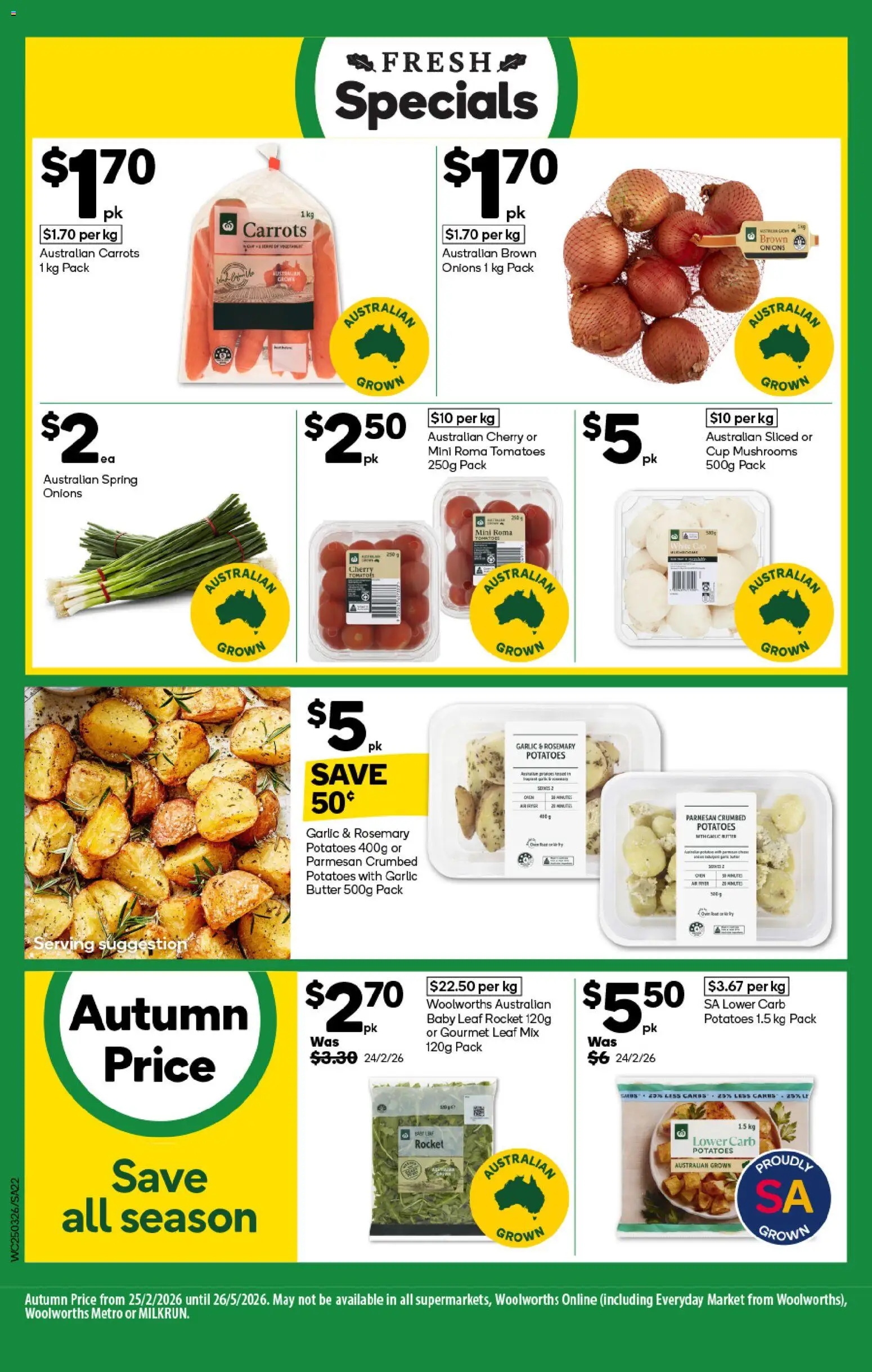 Woolworths catalogue - valid from 25.03.2026 | Page: 22 | Products: Butter, Carrots, Potatoes, Oven