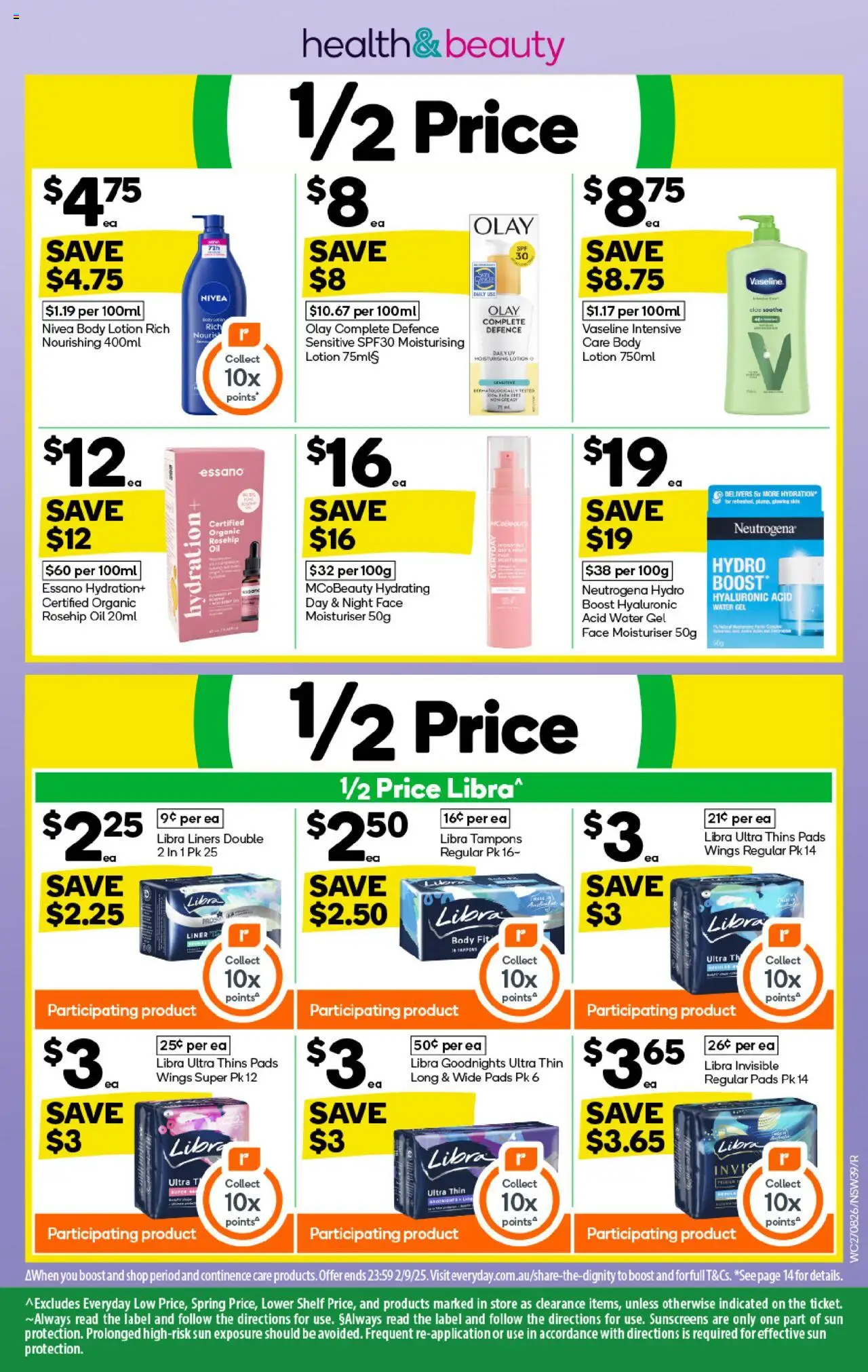 Woolworths catalogue - valid from 27.08.2025 | Page: 39 | Products: Shelf, Water, Body lotion, Tampons