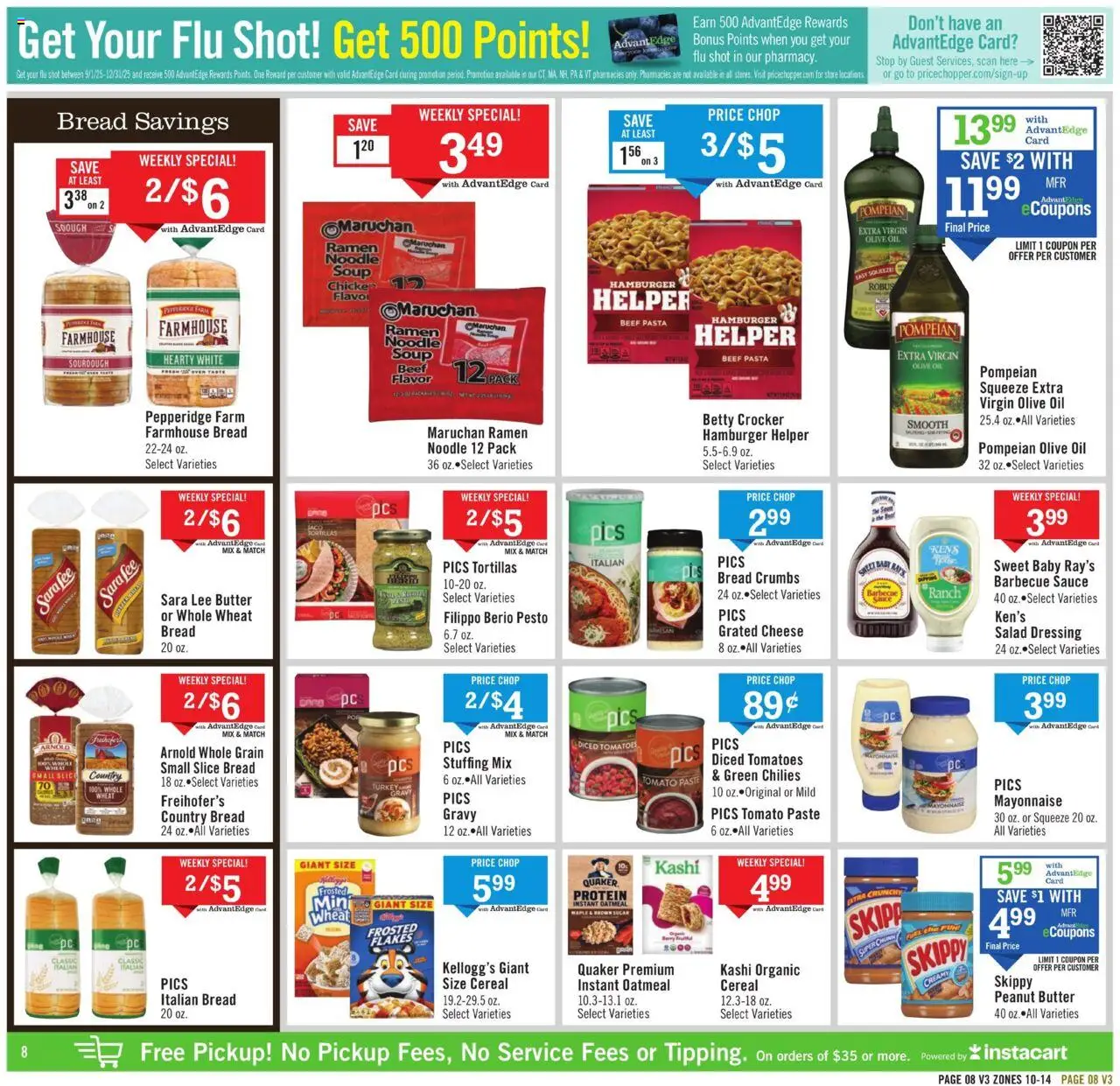 Price Chopper Weekly Ad - valid from 07.09.2025 | Page: 8 | Products: Bread, Tomatoes, Beef, Pasta