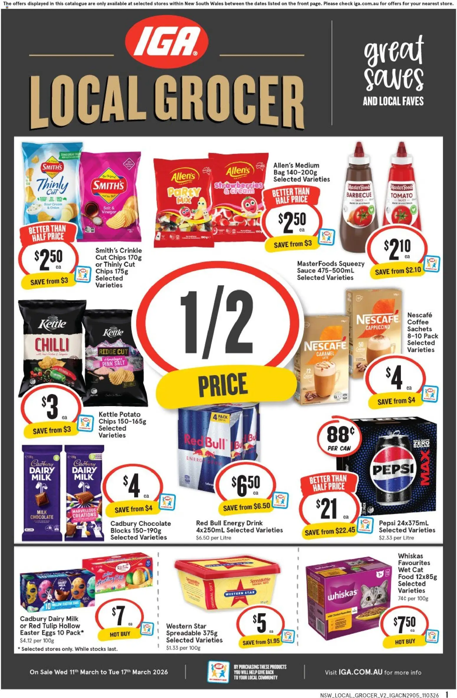 IGA catalogue - valid from 11.03.2026 | Page: 1 | Products: Dairy, Eggs, Coffee, Salt