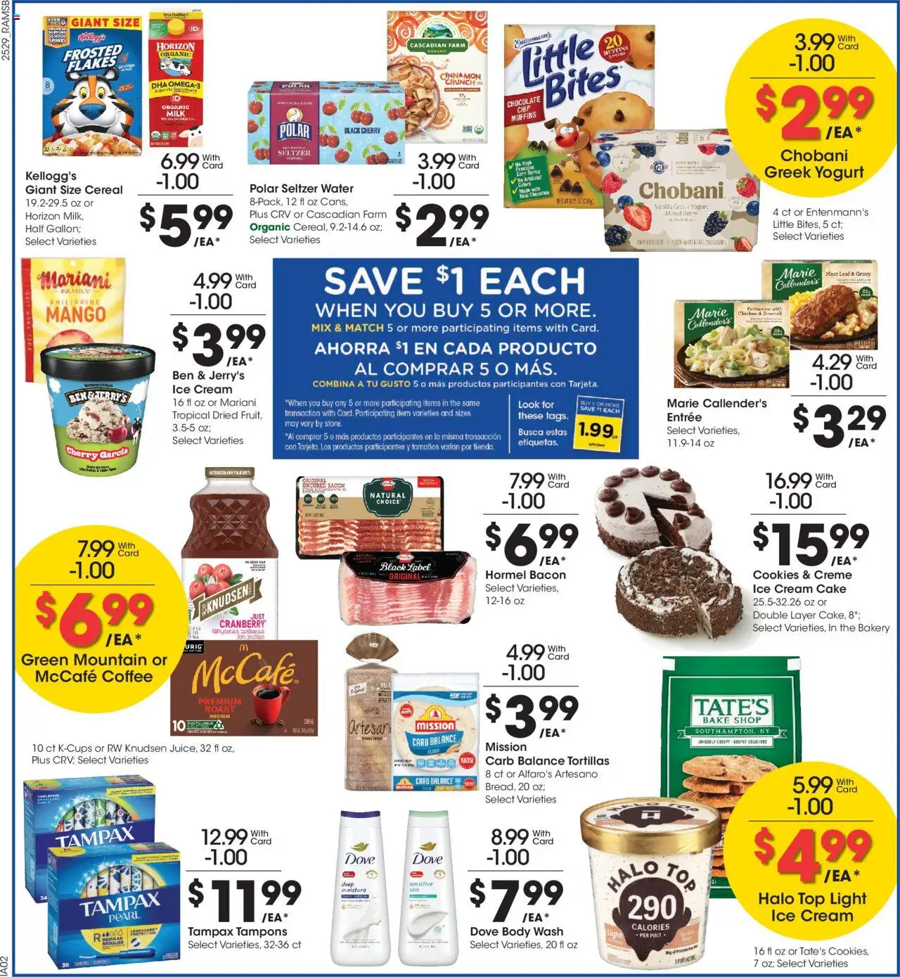 Ralphs Weekly Ad - valid from 20.08.2025 | Page: 5 | Products: Tampons, Ice cream, Water, Mango