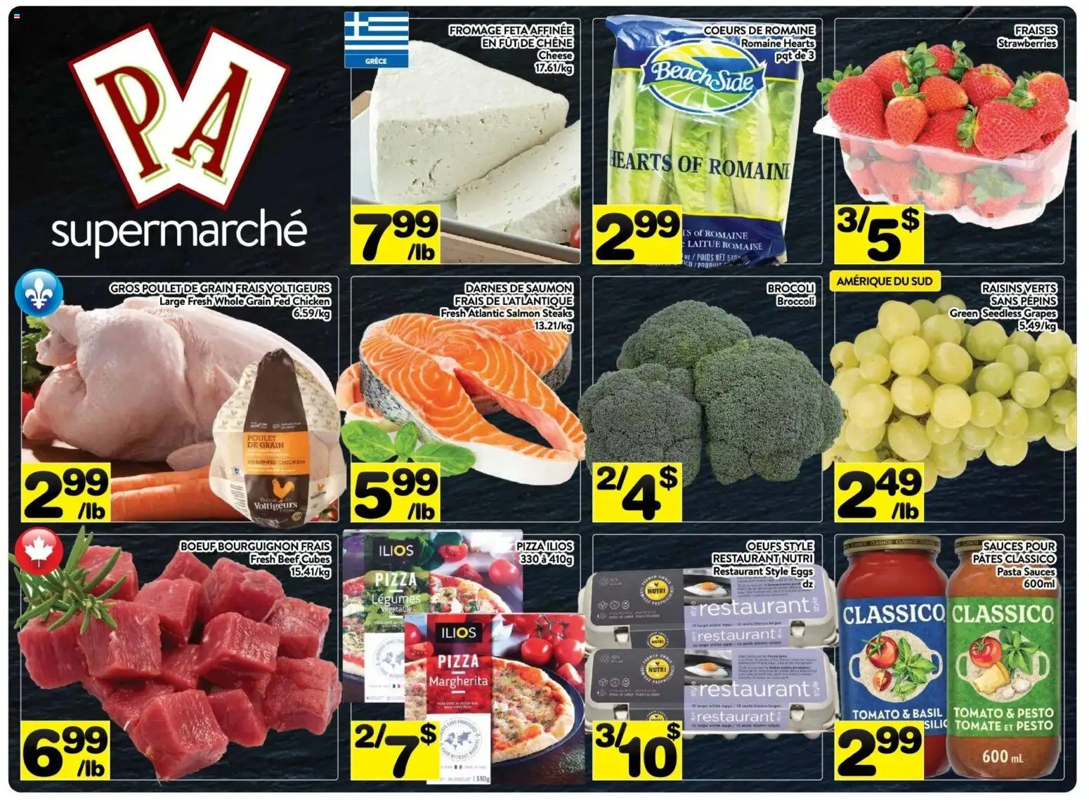 Pa Supermarché flyer valid from 23.02.2026 | Page: 1 | Products: Strawberries, Pasta, Pizza, Chicken