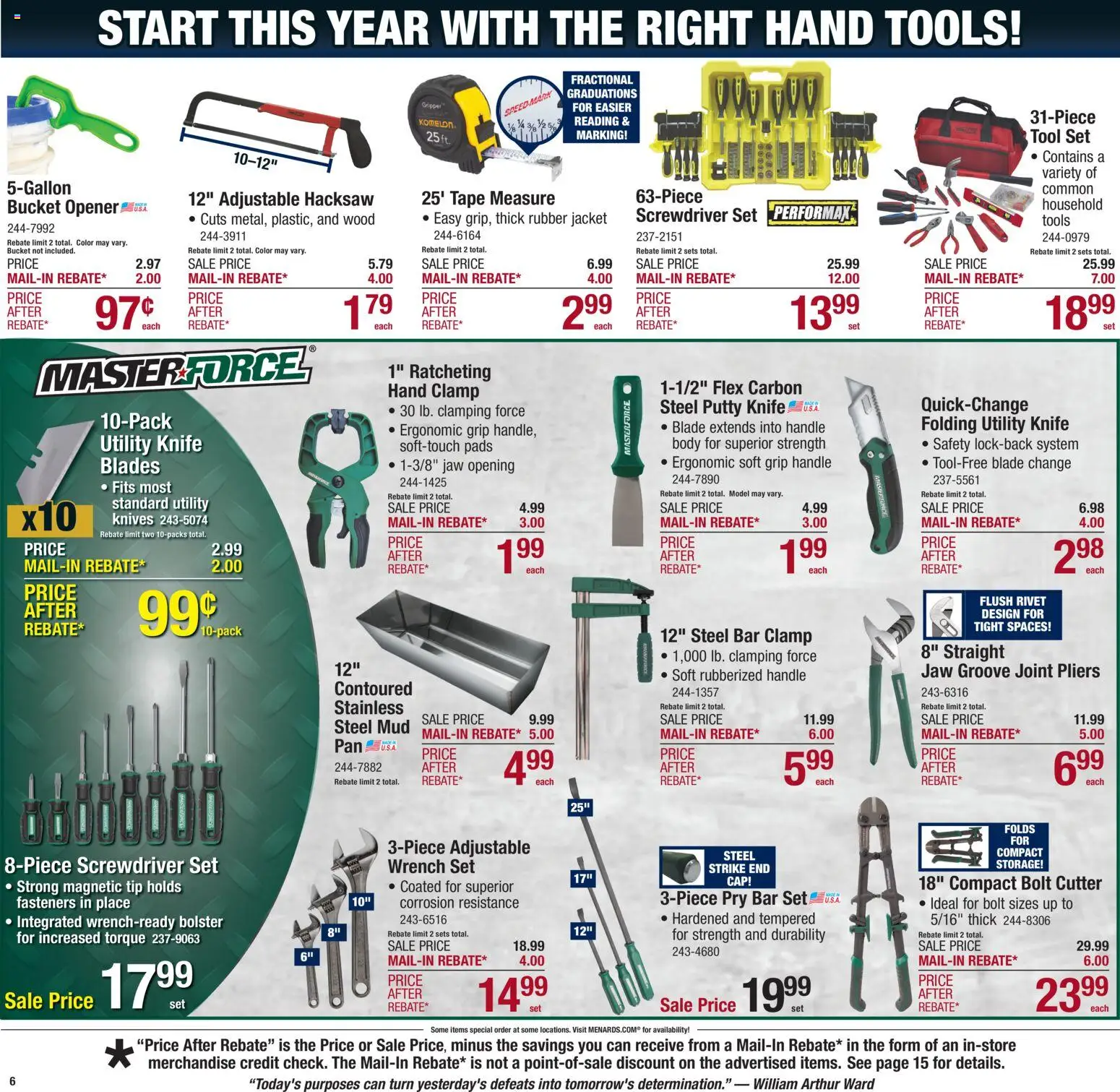 Menards - Weekly Ad - valid from 31.12.2025 | Page: 8 | Products: Opener, Wrench, Bar Clamp, Jacket
