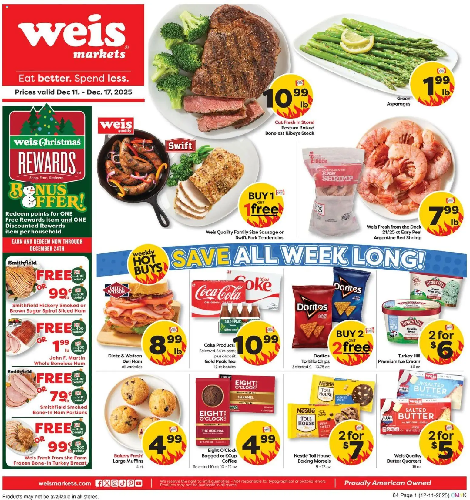 Weis Weekly Ad - valid from 11.12.2025 | Page: 1 | Products: Bakery, Pork, Tea, Sugar