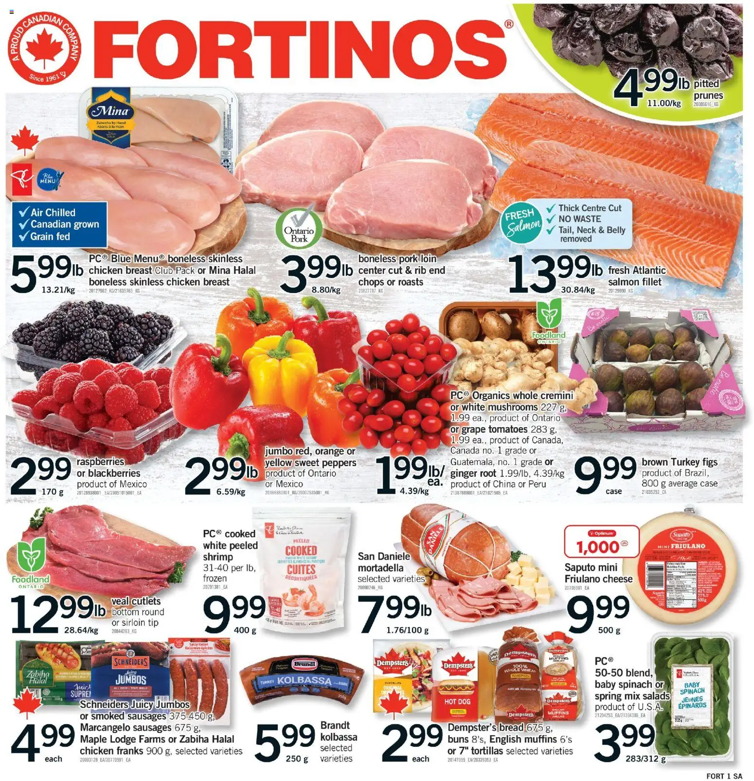 Fortinos flyer valid from 16.04.2026 | Page: 1 | Products: Turkey, Cheese, Juice, Chicken