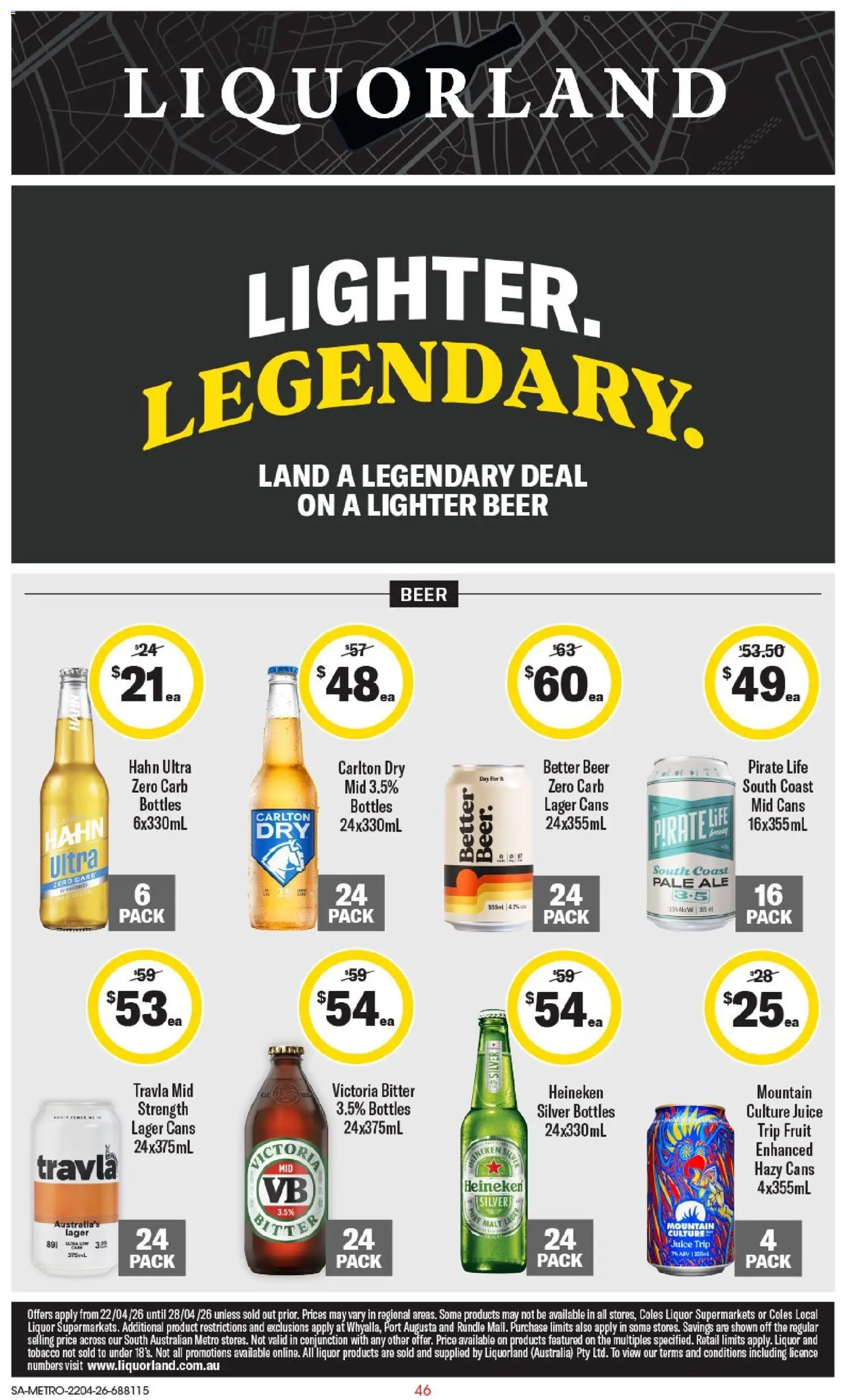 Coles catalogue - valid from 22.04.2026 | Page: 46 | Products: Juice, Beer