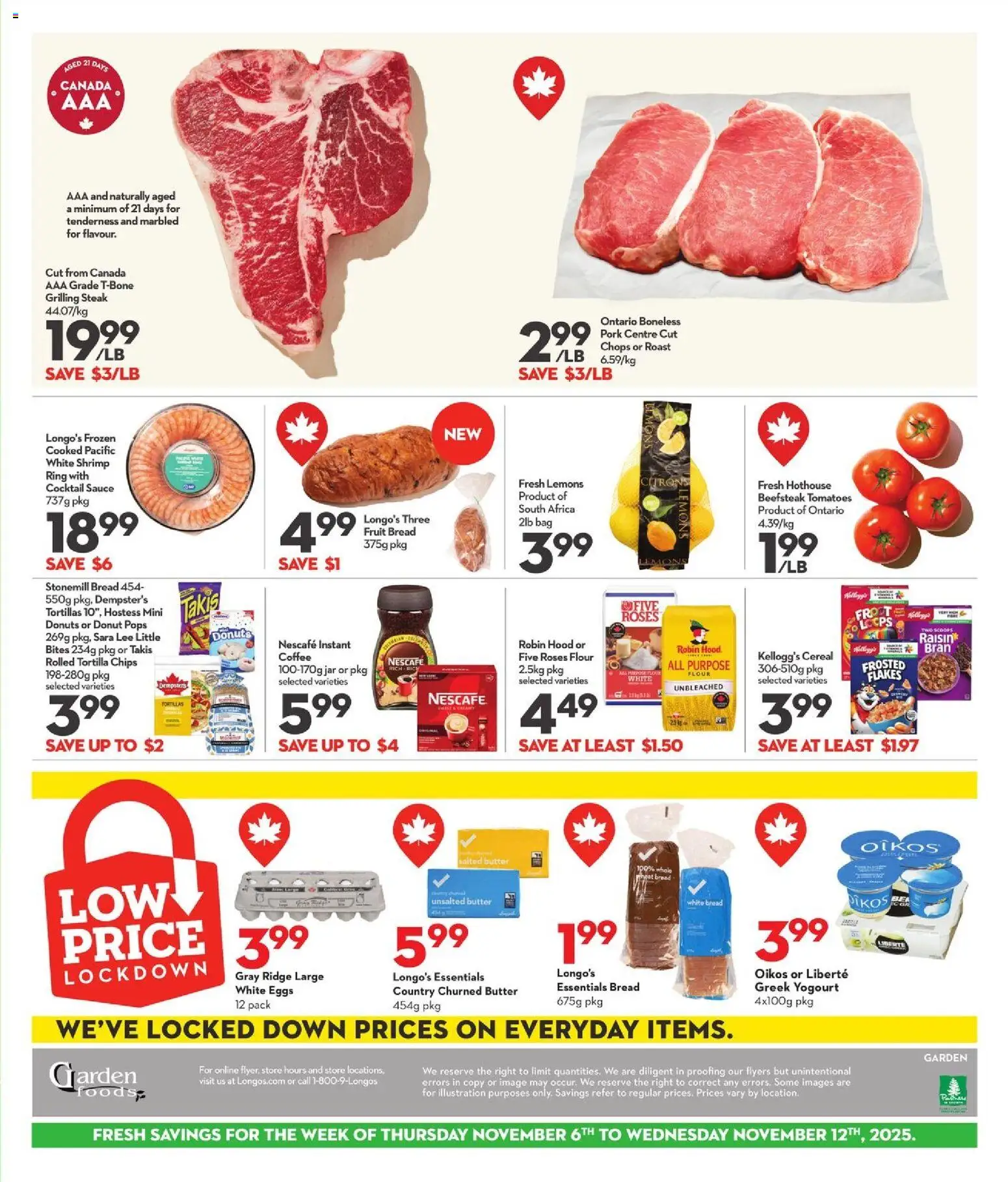 Longo's flyer valid from 06.11.2025 | Page: 3 | Products: Flakes, Bag, Eggs, Coffee