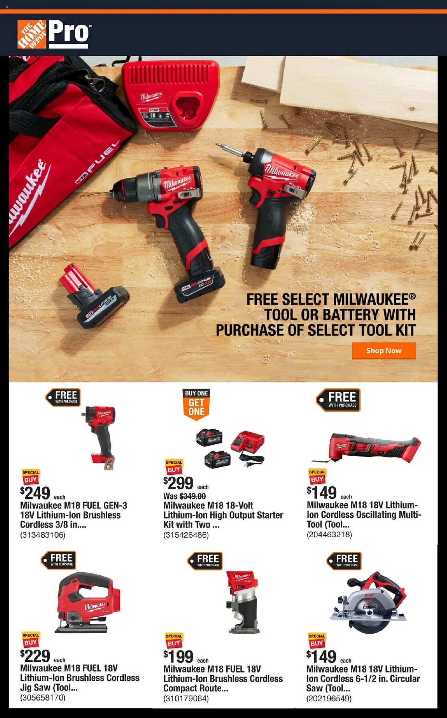 Home Depot Shop Pro Ad - NY - valid from 24.11.2025 | Page: 1 | Products: Saw, Battery, Jig Saw, Starter