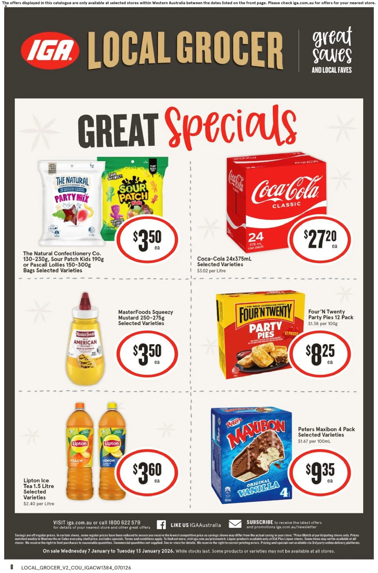 IGA catalogue - valid from 07.01.2026 | Page: 8 | Products: Fish, Beef, Pies, Fridge