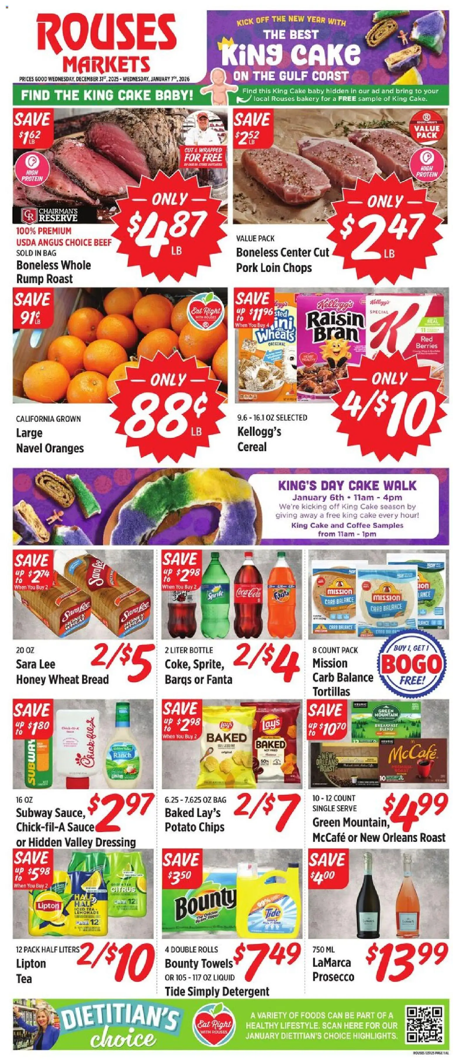 Rouses Weekly Ad - AL - valid from 31.12.2025 | Page: 2 | Products: Pork, Detergent, Chips, Bag