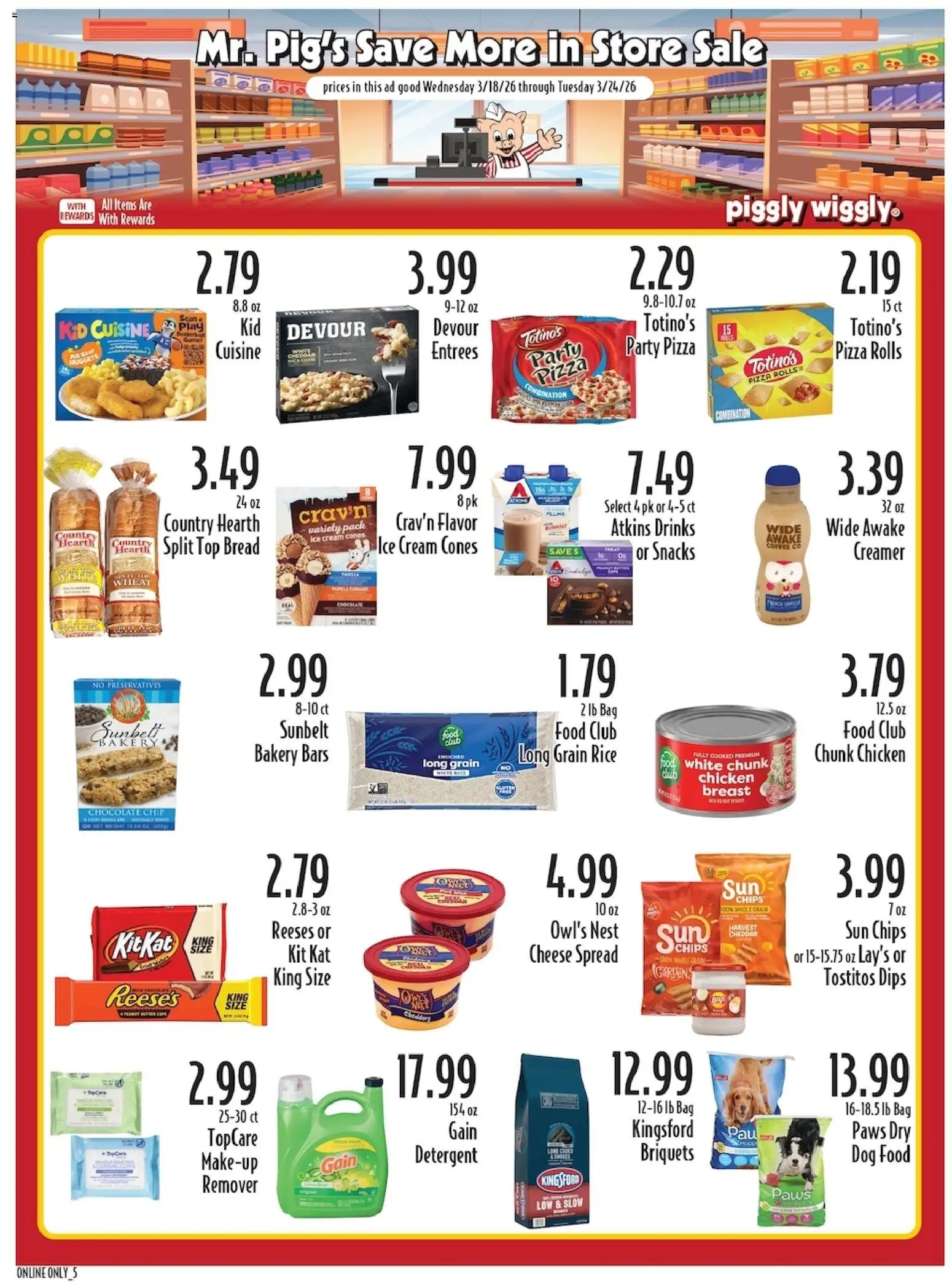 Piggly Wiggly Weekly Ad - valid from 18.03.2026 | Page: 7 | Products: Bakery, Dog Food, Pizza, Chocolate Chip