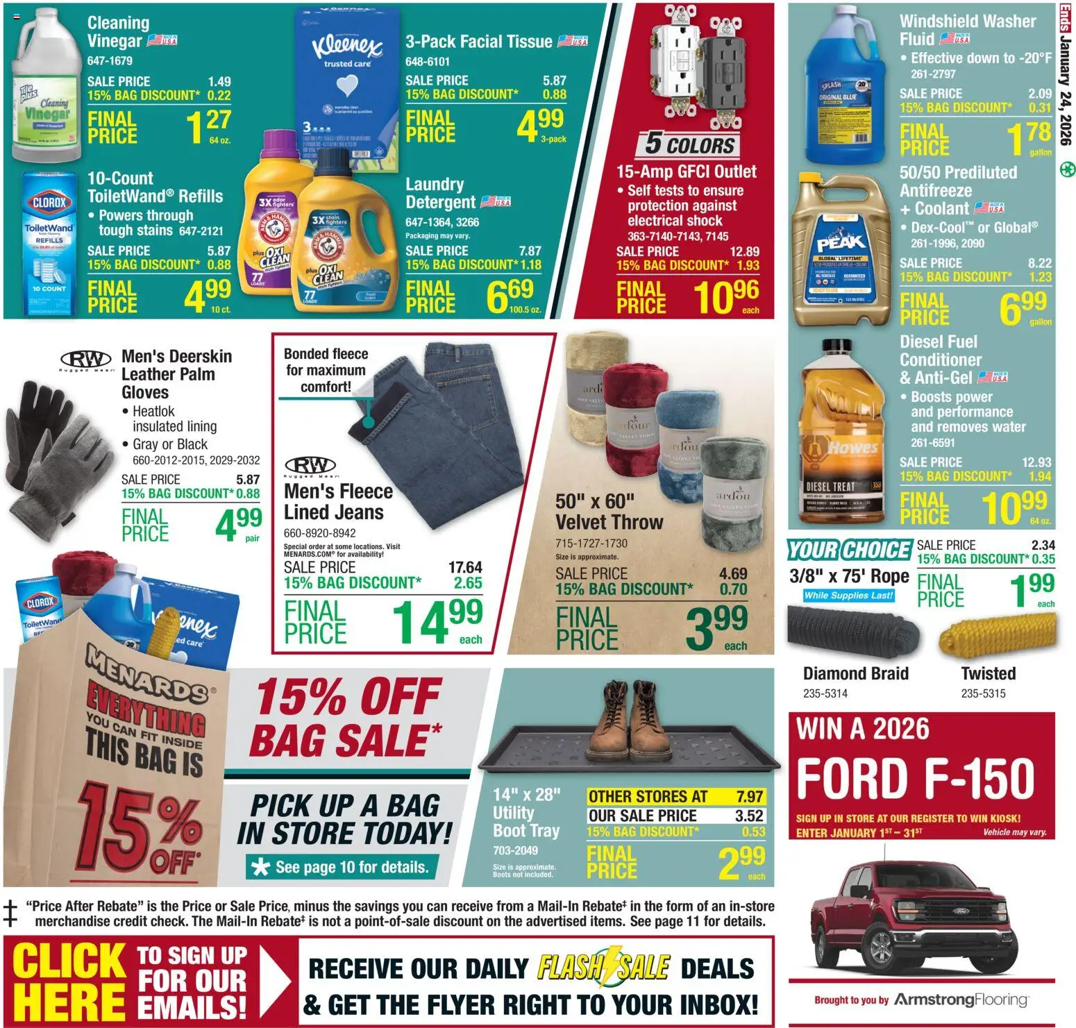 Menards Weekly Ad - valid from 14.01.2026 | Page: 16 | Products: Vinegar, Antifreeze, Coolant, Jeans