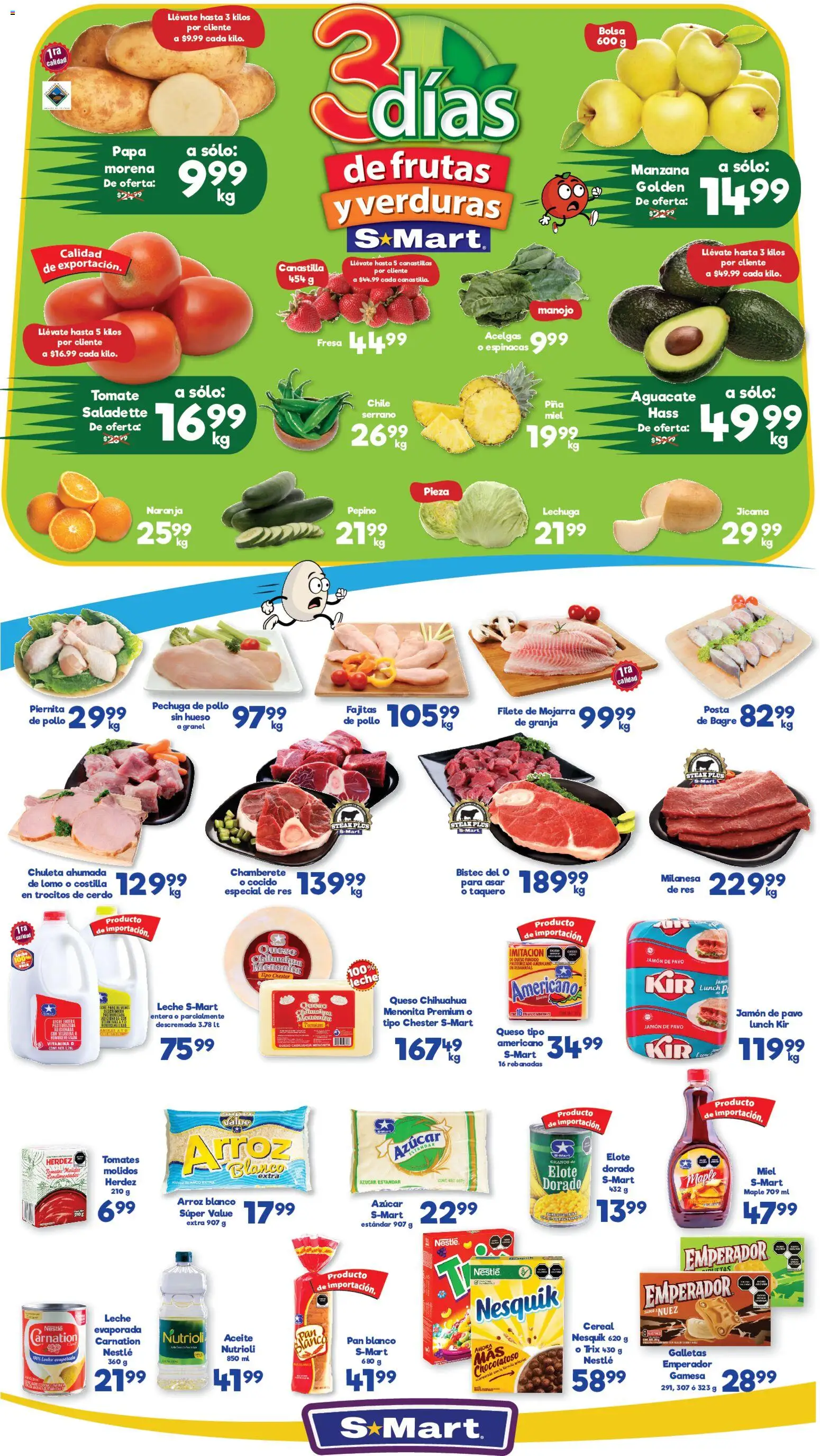 Nuevas ofertas de S-Mart válidas en toda la República Mexicana desde el 27.01.2026. ¡Encuentra las mejores ofertas en S-Mart folleto Nuevo Laredo! | Página: 1 | Productos: Leche, Pan, Cerdo, Arroz