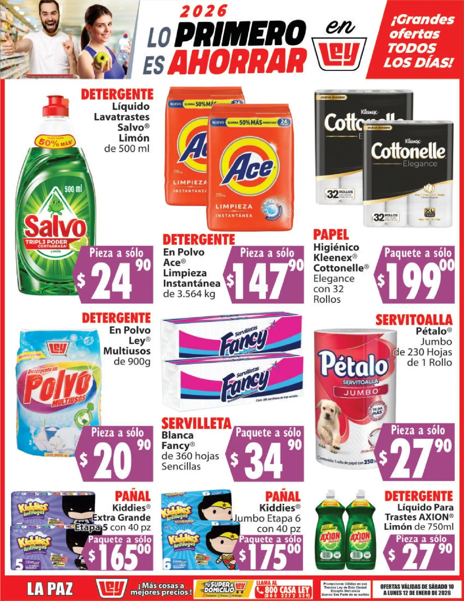 Nuevas ofertas de Casa Ley válidas en toda la República Mexicana desde el 10.01.2026. ¡Encuentra las mejores ofertas en Casa Ley folleto Lo Primero Es Ahorrar! | Página: 4 | Productos: Detergente, Limón, Polvo, Servilletas