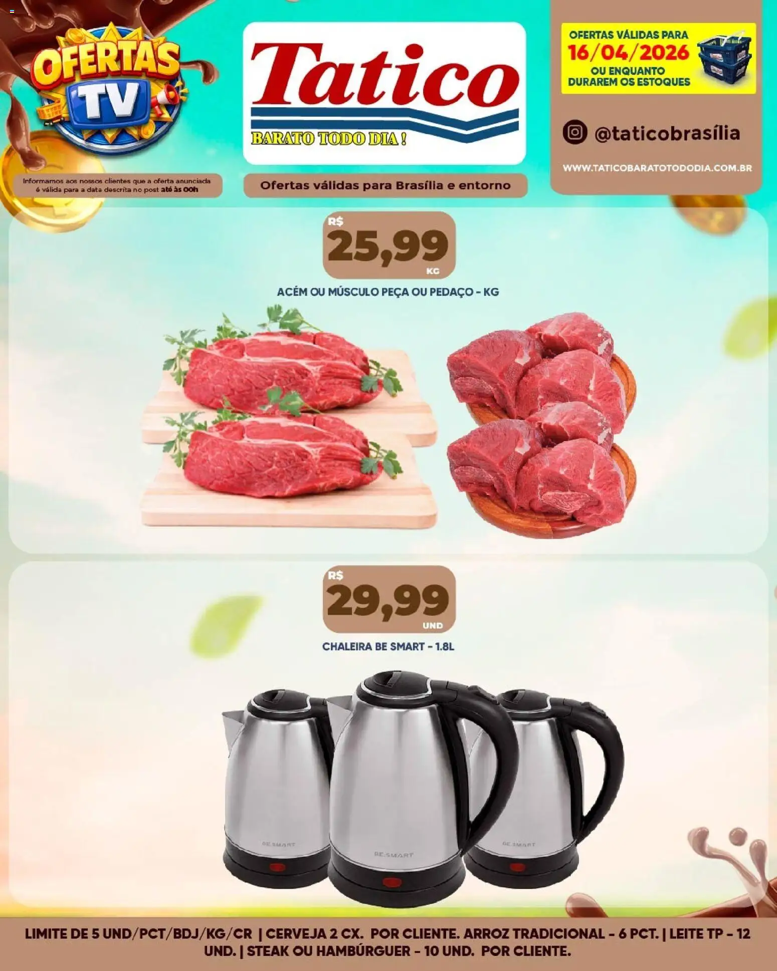 Tatico Folheto - válido de 16.04.2026 | Página: 14 | Produtos: Acém, Leite, Cerveja, Arroz