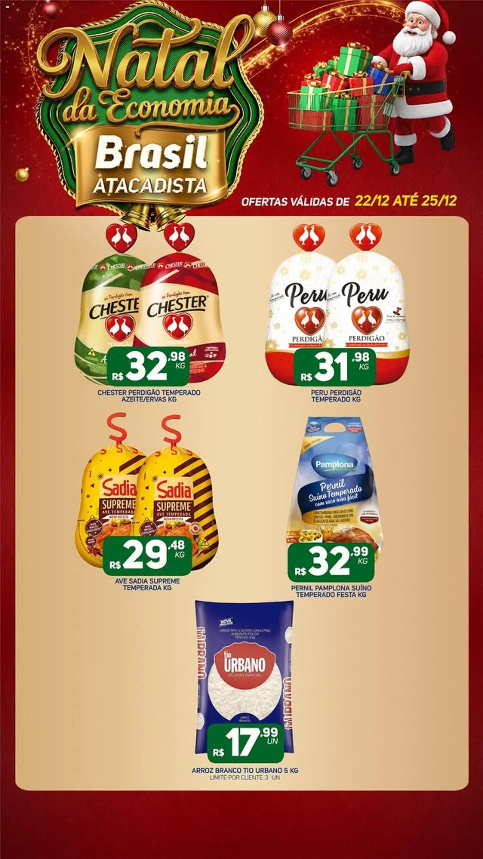 Brasil Atacadista Folheto - válido de 22.12.2025 | Página: 1 | Produtos: Pernil, Arroz, Chester perdigão