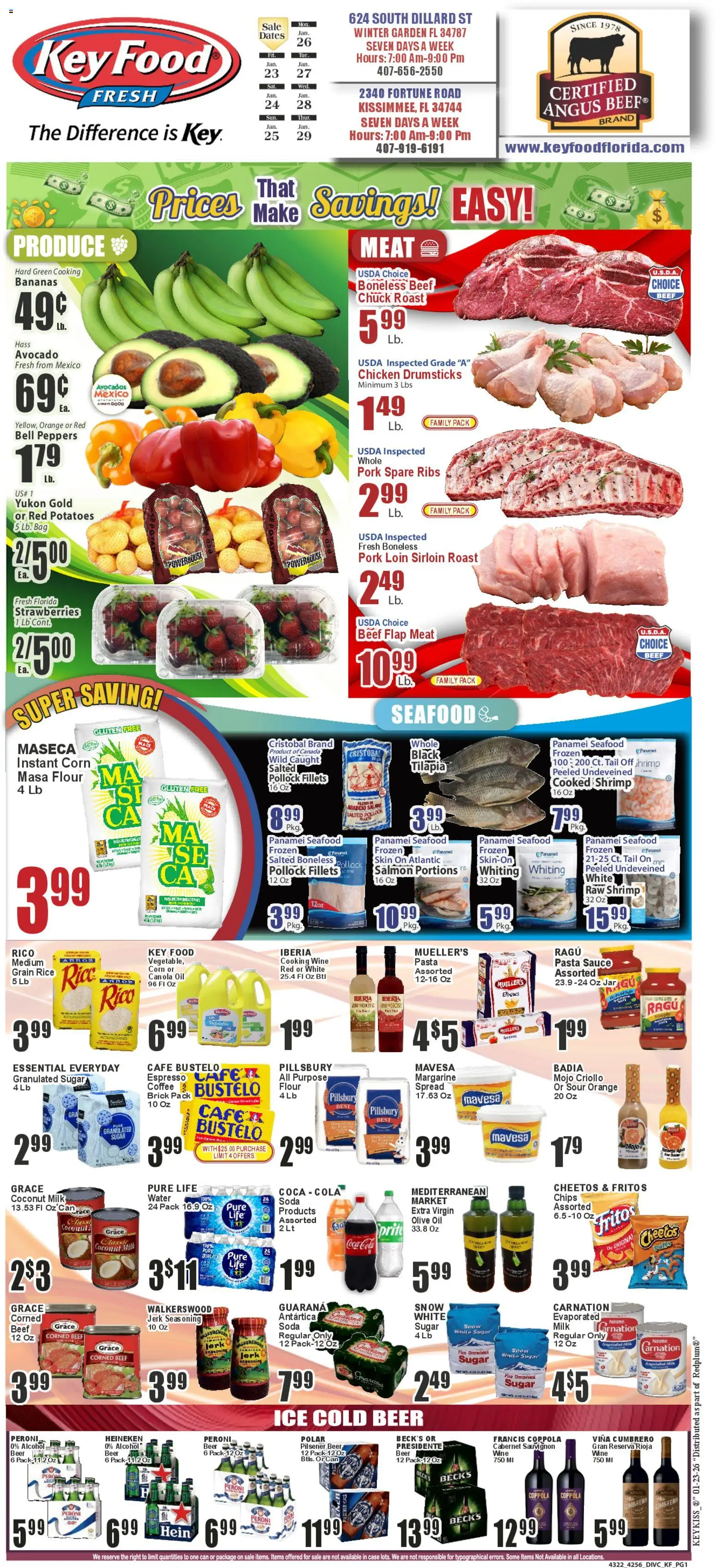 Key Food Weekly Ad - valid from 23.10.2026 | Page: 1 | Products: Milk, Beef, Sauce, Seafood