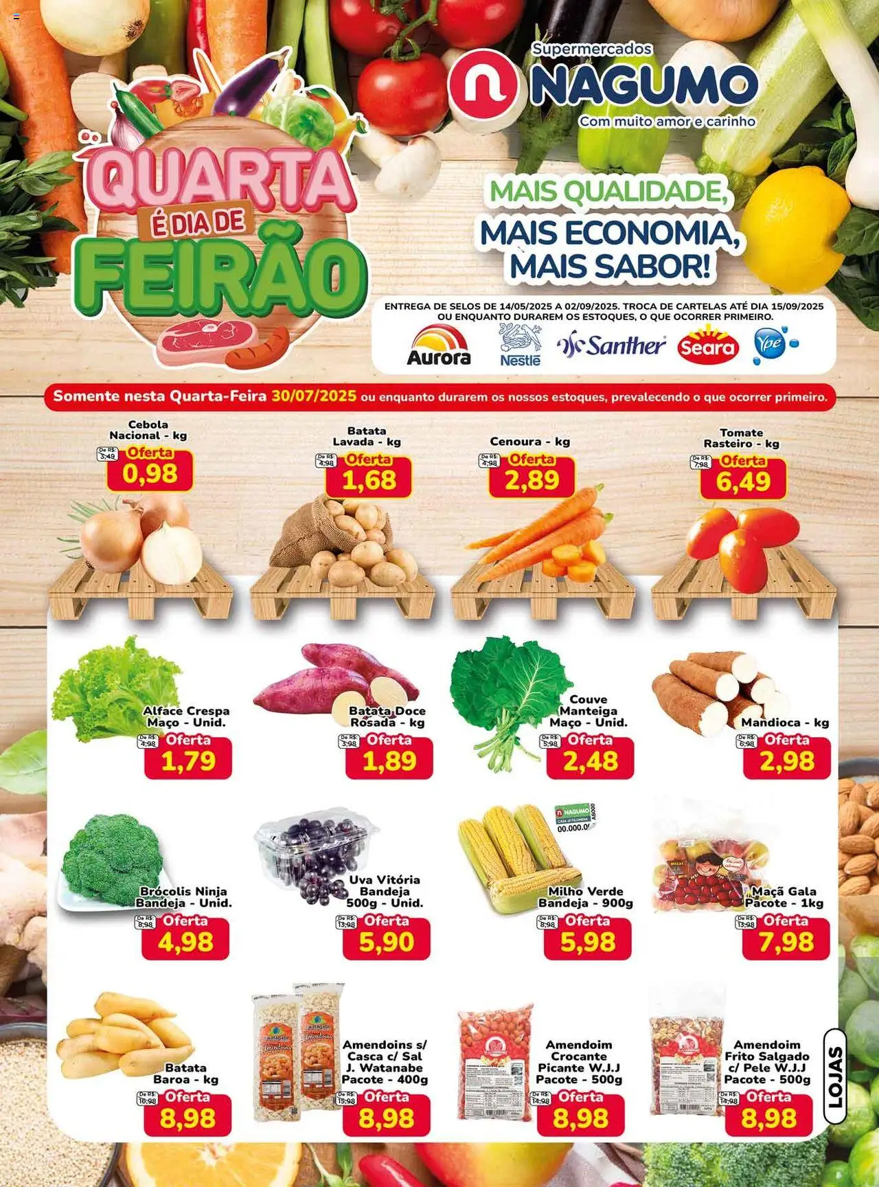 Nagumo Folheto - válido de 30.07.2025 | Página: 1 | Produtos: Amendoim, Cebola, Cenoura, Bandeja