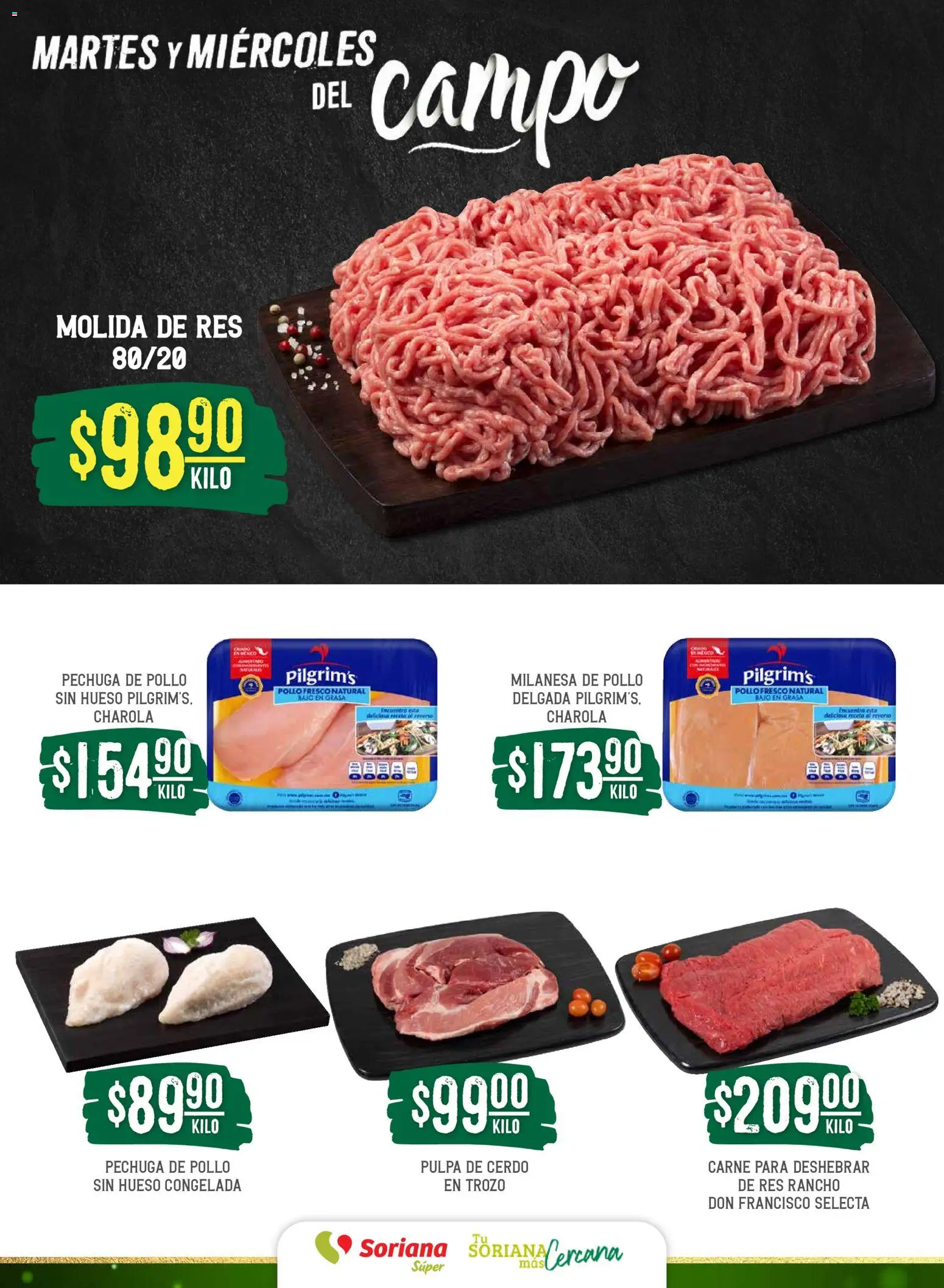 Nuevas ofertas de Soriana válidas en toda la República Mexicana desde el 02.12.2025. ¡Encuentra las mejores ofertas en Soriana - Martes y Miércoles del Campo Súper: Chih, Delicias, Dur y Coah (excepto Saltillo)! | Página: 4 | Productos: Pollo, Milanesa, Cerdo, Res