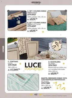 Nuevas ofertas de Andrea válidas en toda la República Mexicana desde el 24.08.2025. ¡Encuentra las mejores ofertas en Andrea - Catálogo Fiestas y Celebraciones! | Página: 42 | Productos: Mantel, Cortinas